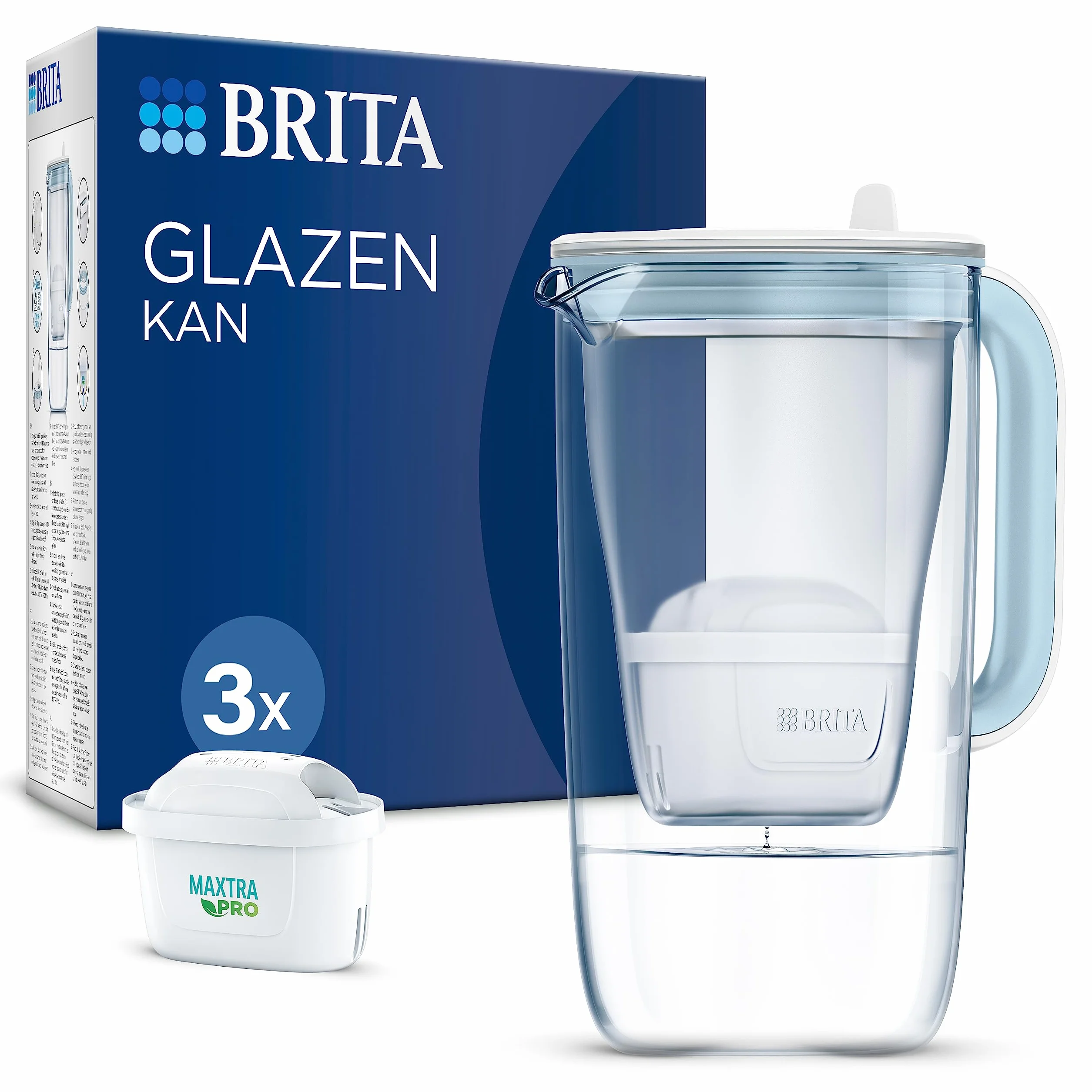 BRITA Caraffa filtrante acqua vetro 2.5L con 3 filtri MAXTRA PRO All-in-1 riducono cloro calcare PFAS metalli
