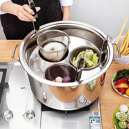 SAeWare Set di pentole per pasta in acciaio inox con divisorio e colino per cucina di casa e ristorante, B-3 fori