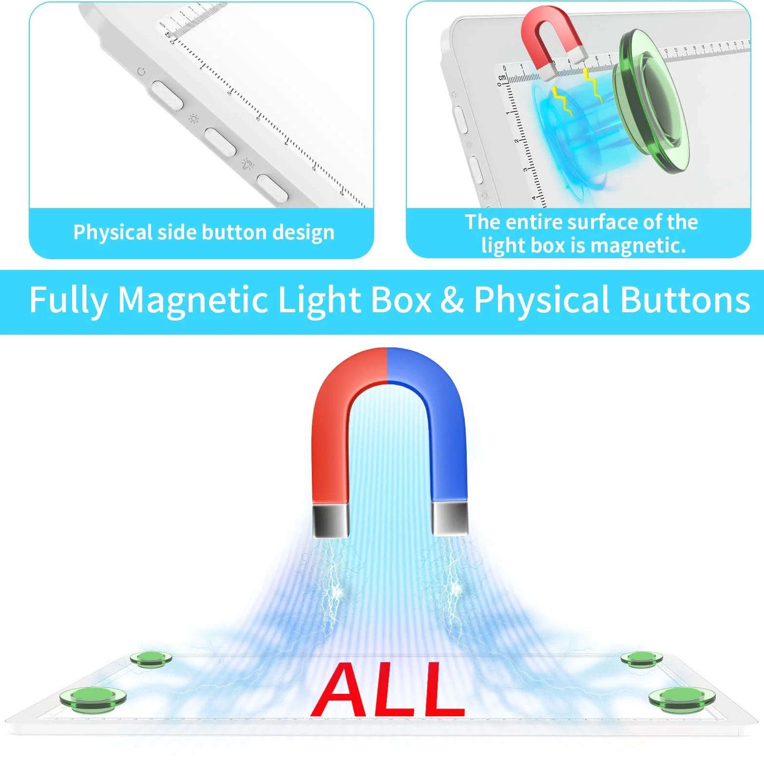 Phylosal Blocco luminoso ricaricabile A3 LED con supporto integrato, scatola luminosa magnetica per disegno