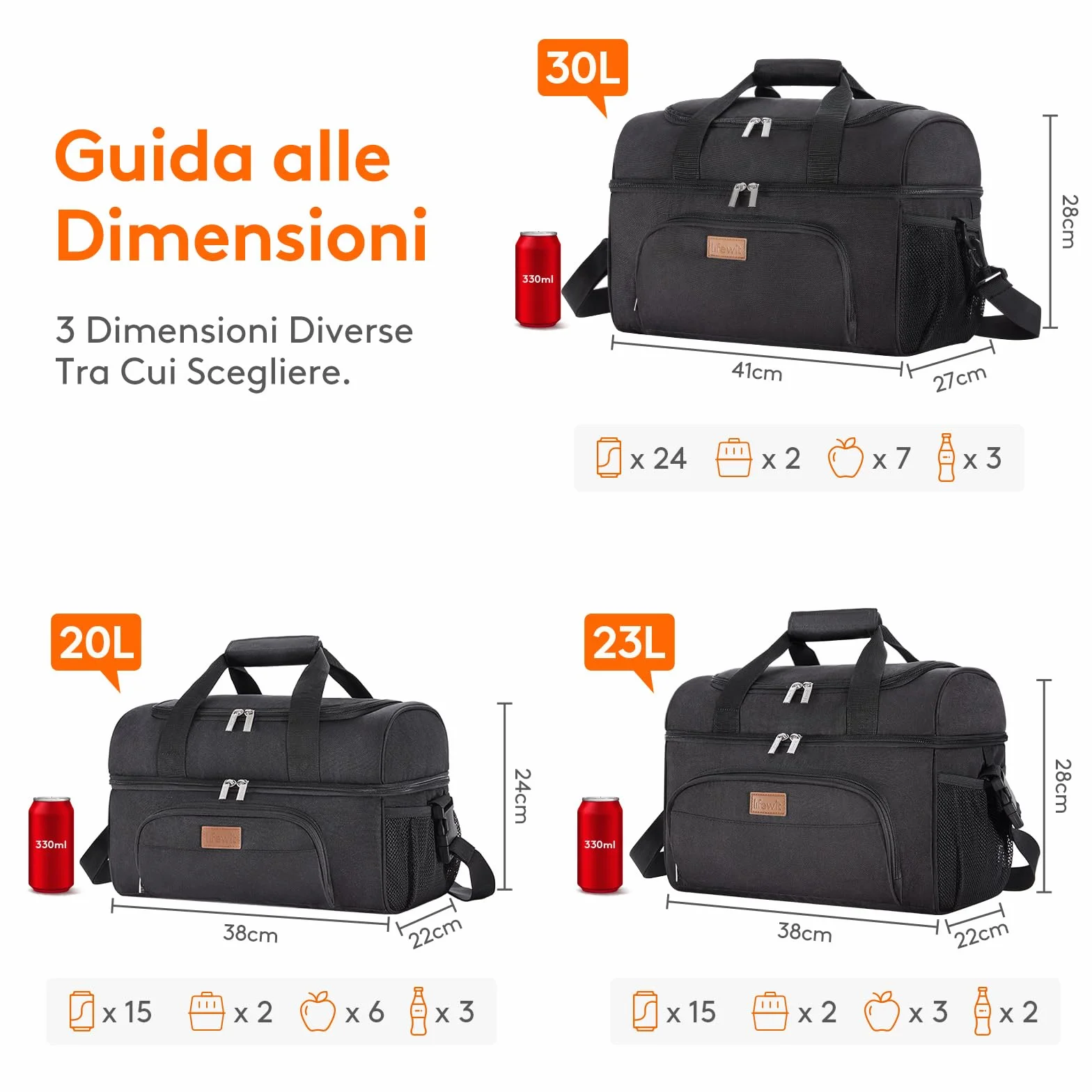 Lifewit Borsa Frigo, Borse Termica Morbida, Grande Borsetta Termiche Porta Pranzo, Cooler Bag con Doppio Scomparto per Mare, Spiaggia, Viaggio, Campeggio