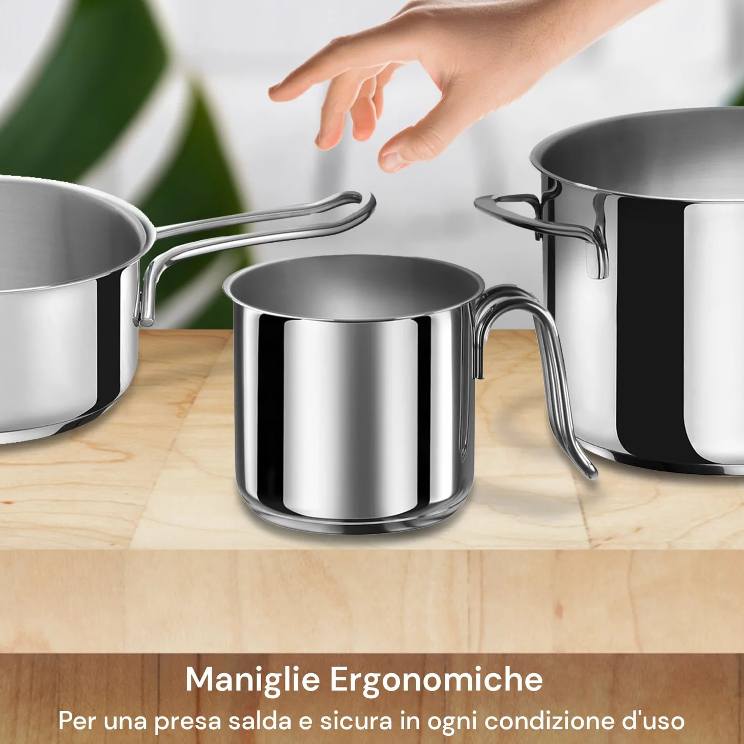 Avilia Batteria di 9 Pentole in Acciaio Inox - Set di Pentole con Casseruole e Coperchi in Vari Diametri, Adatti per Tutti i Piani Cottura