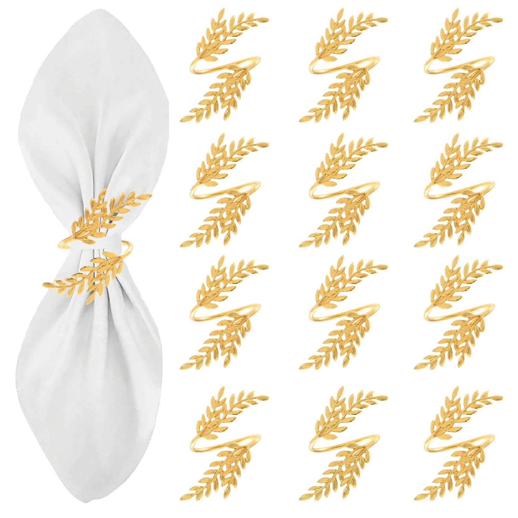 12 Pezzi Anelli Portatovagliolo,Fibbia per Tovaglioli di Grano,Portatovaglioli Oro, Tovaglioli Fibbia,Adatto per Matrimoni,Feste,Compleanni,Anniversari,Cene e Decorazioni da Tavola