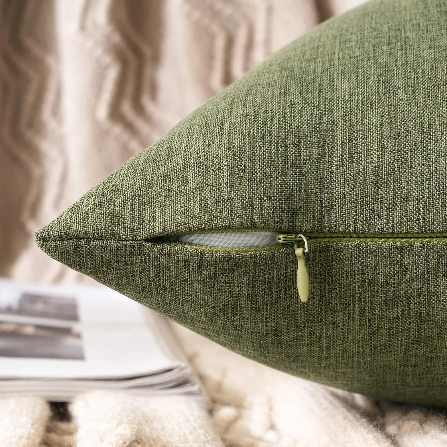 MIULEE Federe per Cuscino Impermeabile 40x40 cm Verde Scuro in Poliestere per Divano Esterno