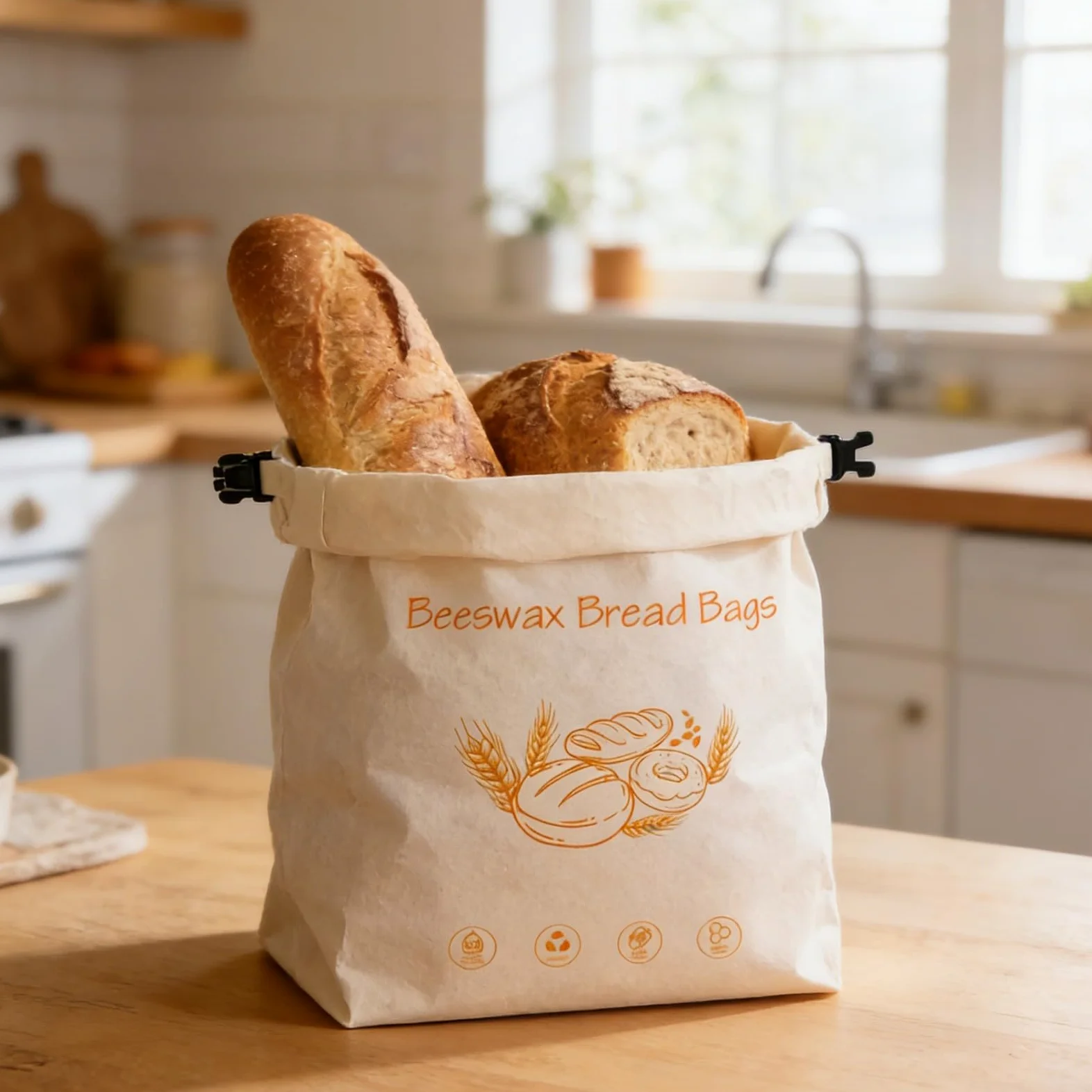 Sacchetti di cera d'api con fasce elastiche, in cotone biologico per uso alimentare, per prodotti di pane, cera d'api fresca, sacchetti di pane