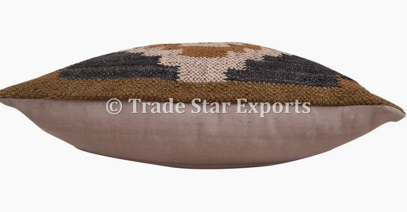 Trade Star Exports Set di 5 Indiano Kilim Cuscino, 18 x 18 Tappeto in Juta Tessuto a Mano, guanciale Quadrato Fatto a Mano, Cuscini Kelim Cuscino Decorativo Sham, Boho Cuscini
