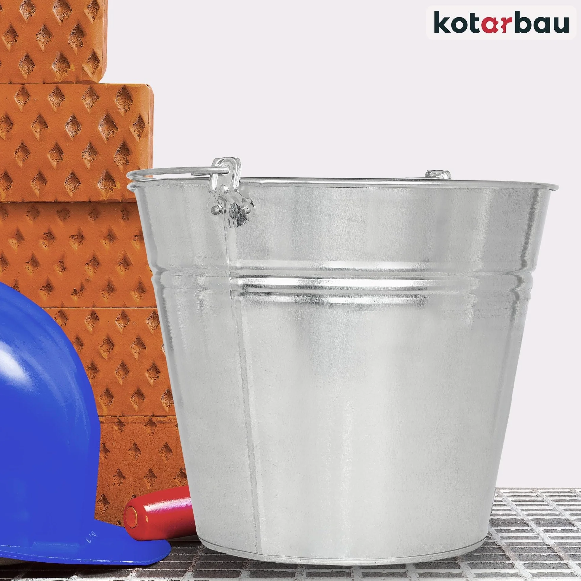 KOTARBAU® Secchio Metallo - Acciaio Zincato - 5 L - Argento - Secchio Muratore - per Cenere - Acqua