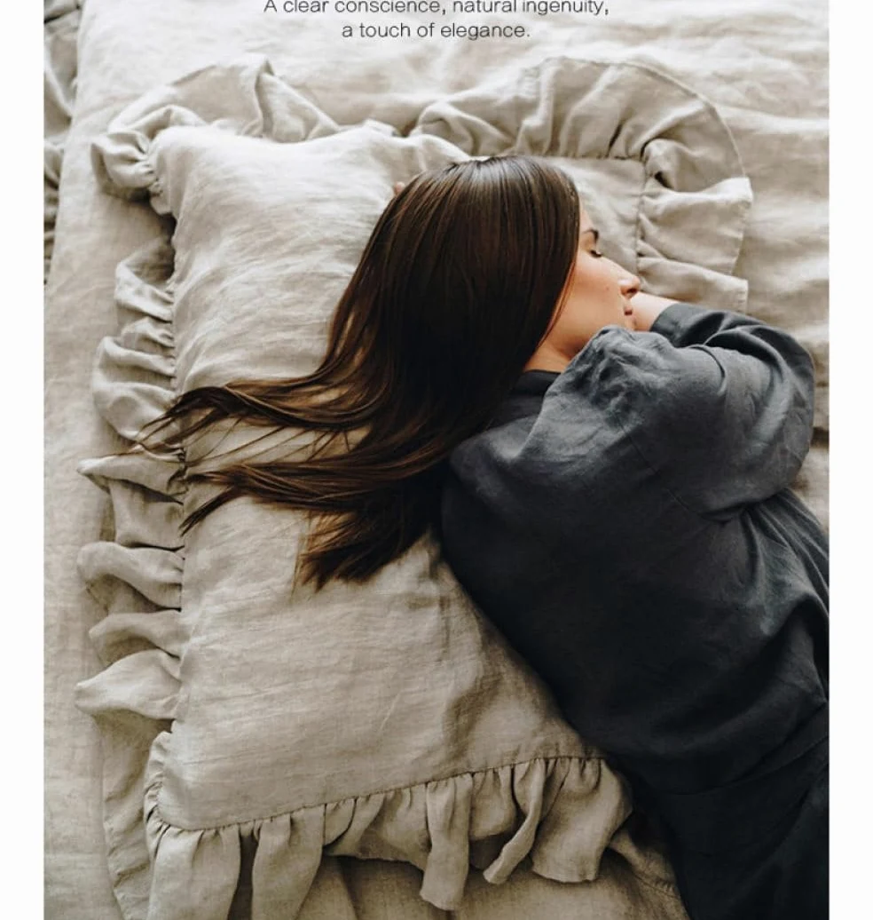 Federe bianche con bordi increspati Copricuscini per biancheria da letto di dimensioni standard Chiusura a busta Sham Solido, grigio scuro, 50x80 cm