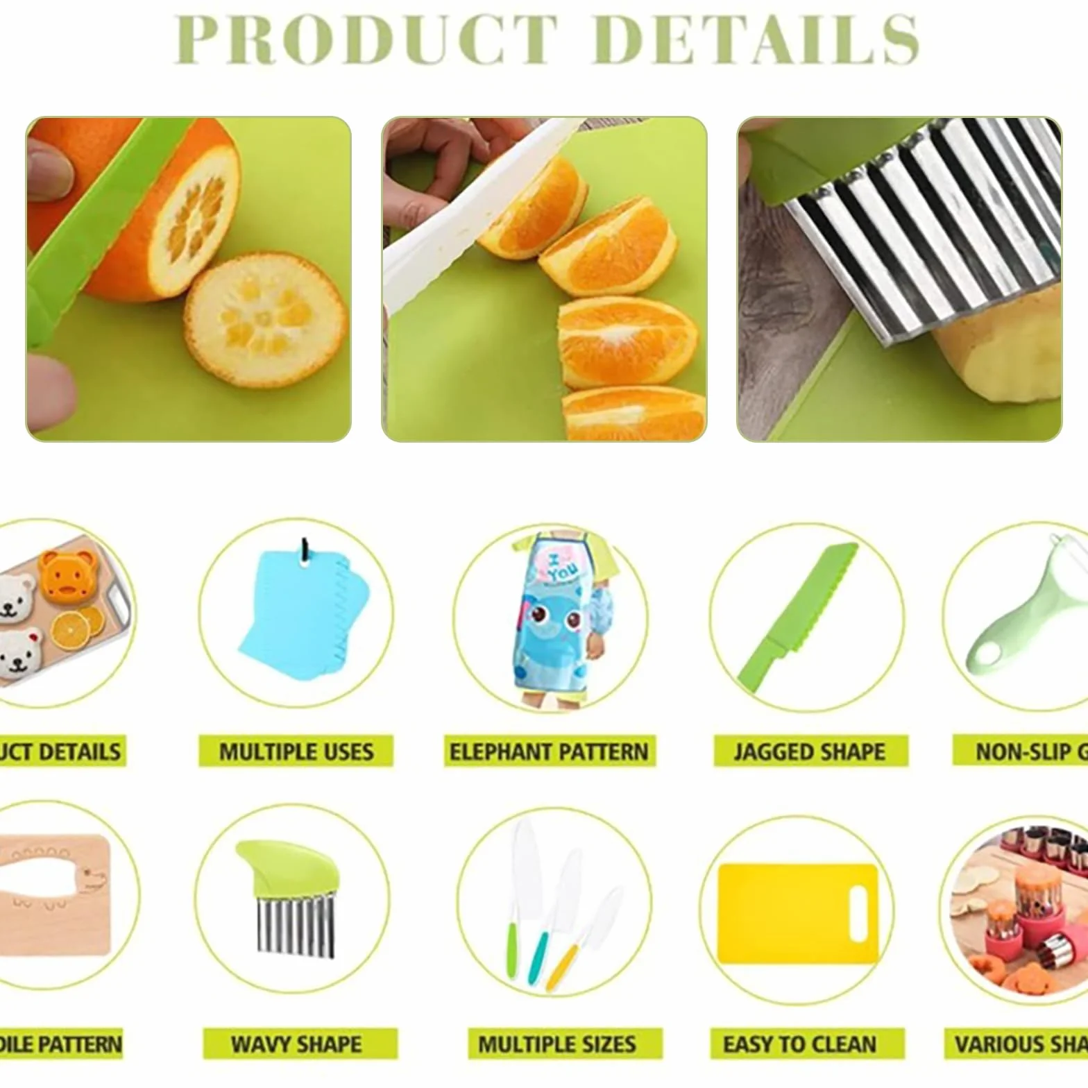 Set di coltelli per bambini a partire dai 3 anni, set da 28 coltelli per bambini, coltello da taglio sicuro per bambini, tagliere e pelapatate, ecc. Set da cucina per ragazzi e ragazze