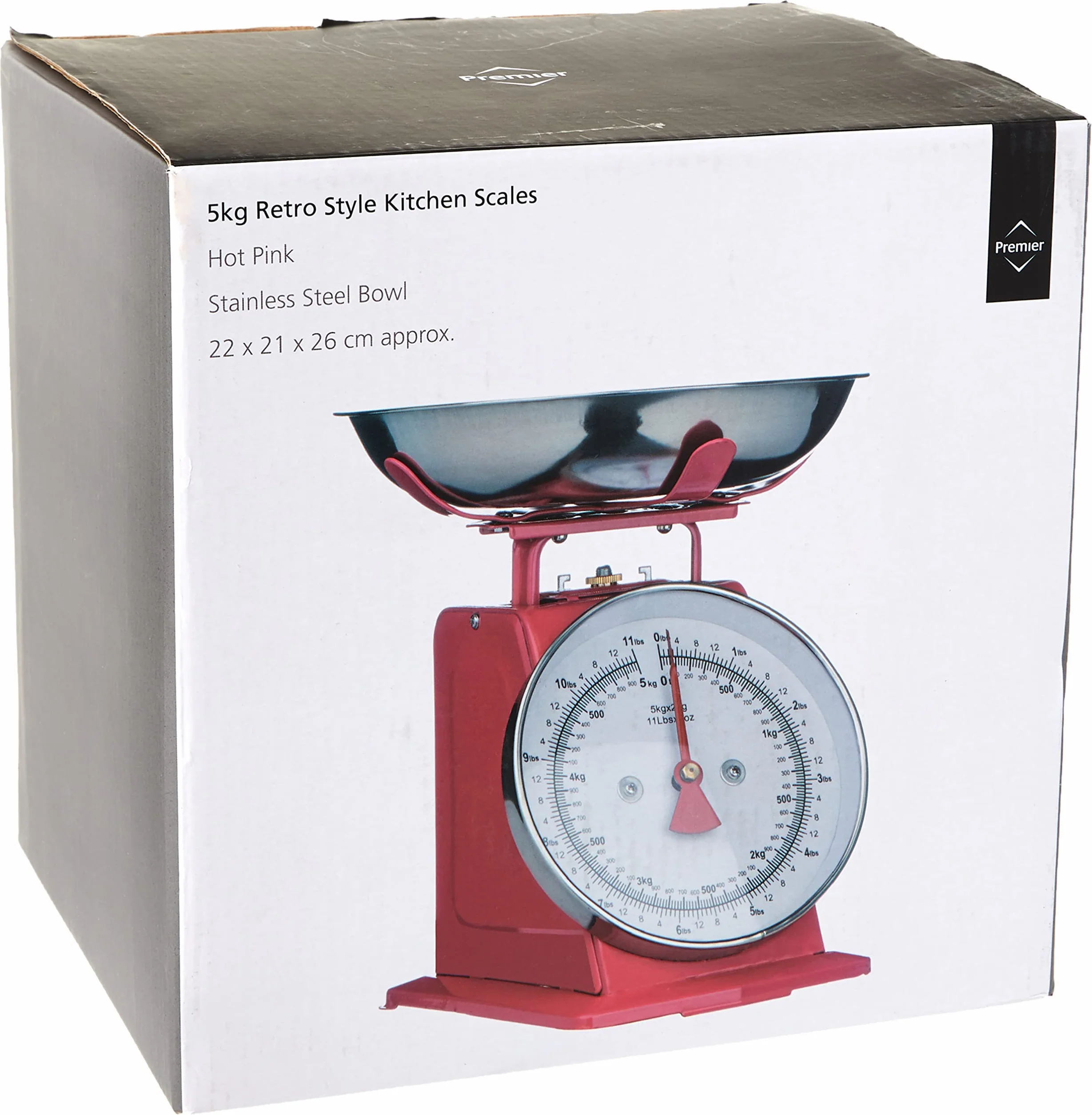 PREMIER Housewares 0807083 Bilancia da Cucina, Acciaio Inossidabile, 5 kg, Rosa