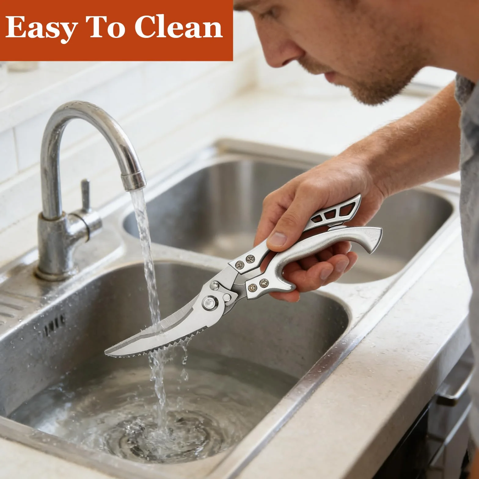 Forbici da Cucina Acciaio Inox, Forbici Professionali per Pollame con Blocco di Sicurezza, ForbicidaPollo Trinciapollo, per Ossa Di Pollo, Carne, Tacchino, Pesce E Verdure