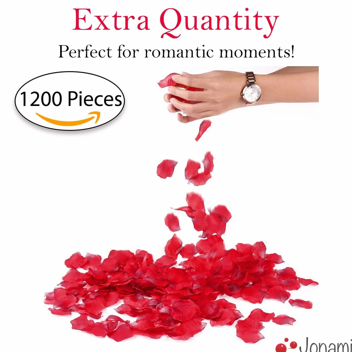 Jonami Petali di Rosa in Seta Artificiale Rossi per Decorazione Romantica 1200 pz