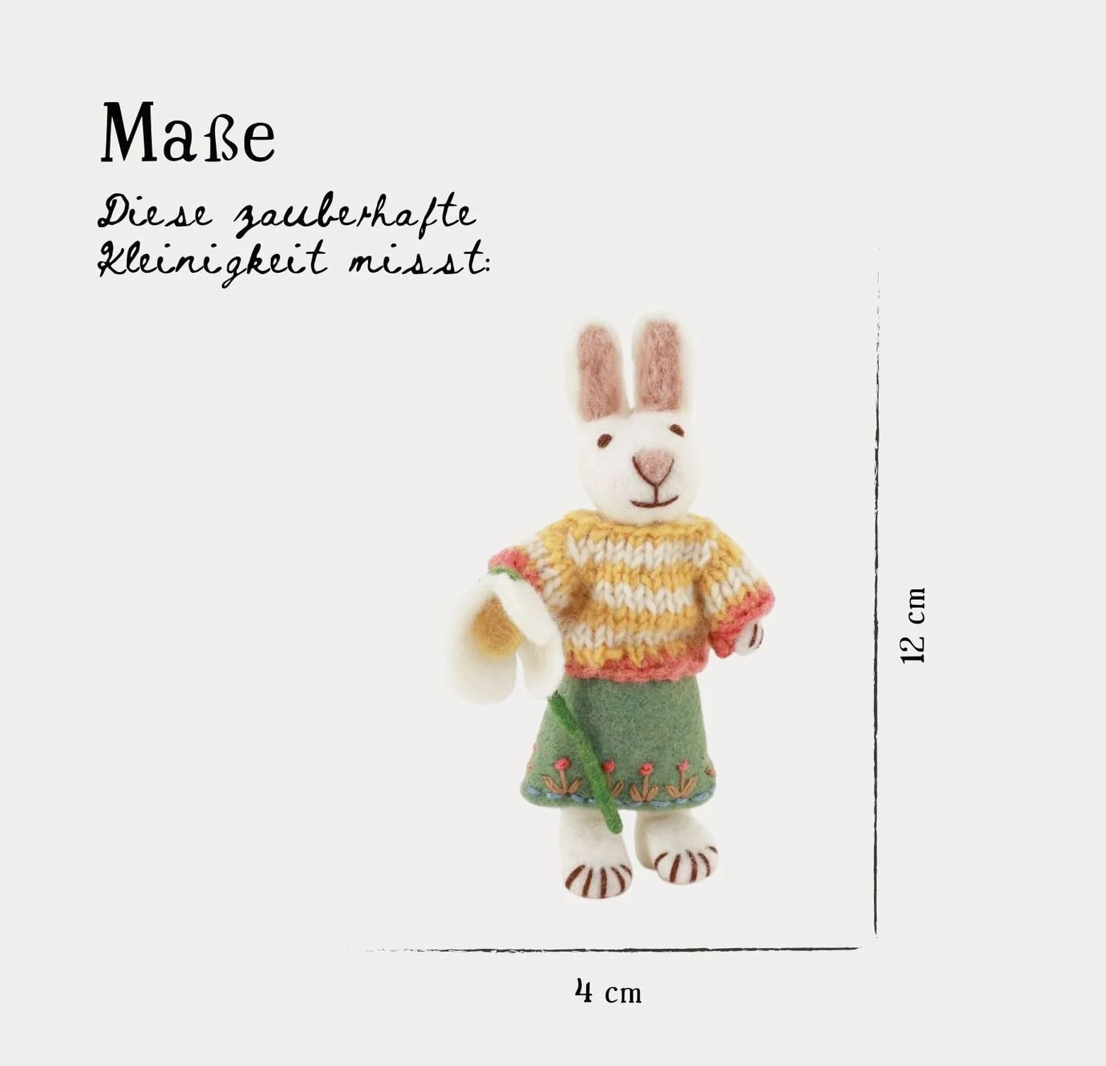 Gry & Sif Fatto a mano e certificato Fairtrade, elegante design danese x artigiani nepalesi | Piccolo coniglietto bianco – ragazza con gonna e bucaneve | decorazione pasquale