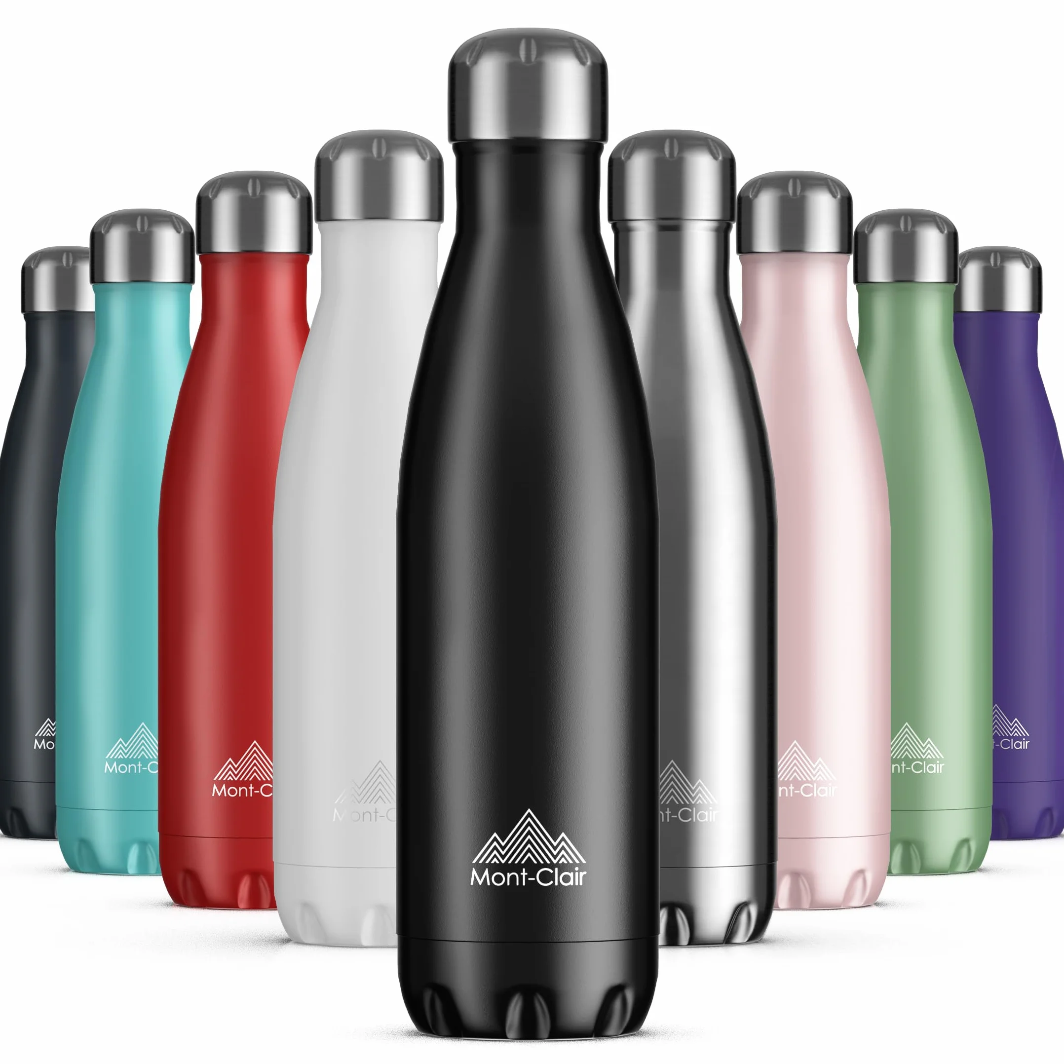 Mont-Clair Borraccia Termica 500ml Acciaio Inox, Borraccia 500ml Nera Senza BPA