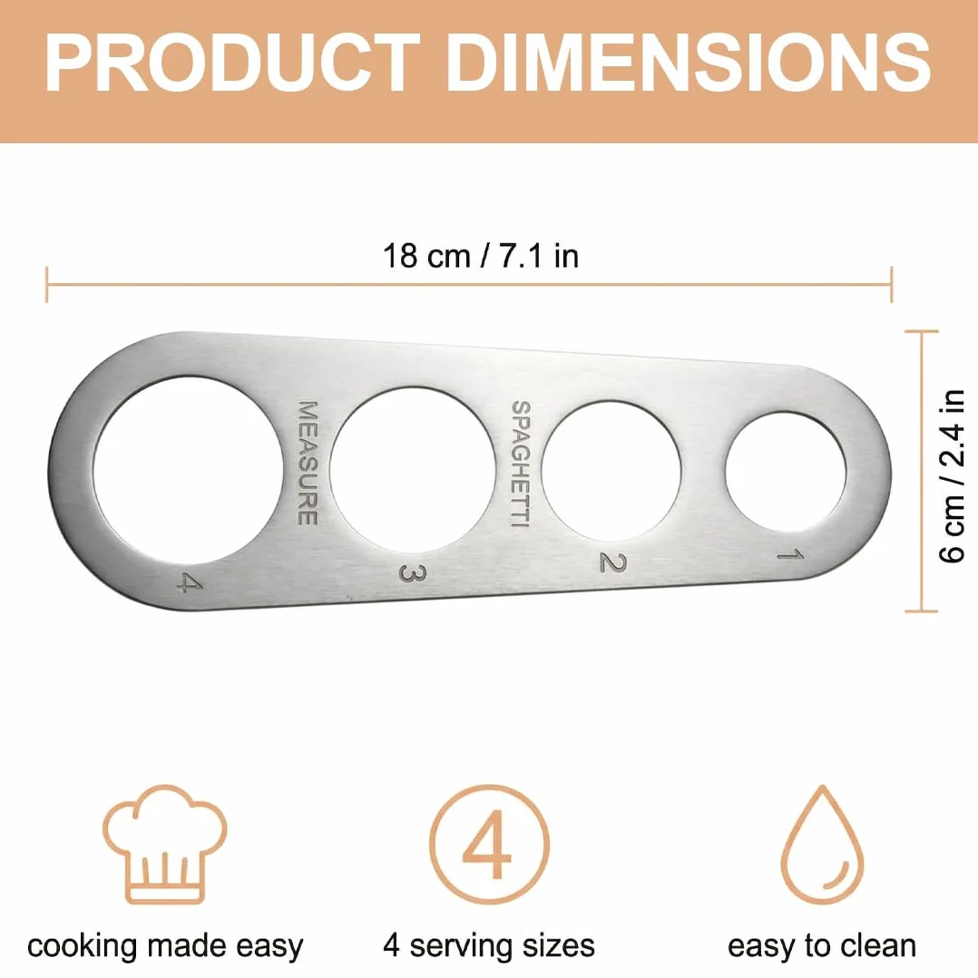 Misuratore di spaghetti in acciaio inox a 4 fori, 2 Pezzi, Dosaspaghetti, Gadget per il Controllo Delle Porzioni di Pasta, Utensili da Cucina, Forniture di Cottura, Accessori Fai-da-Te-Pasta
