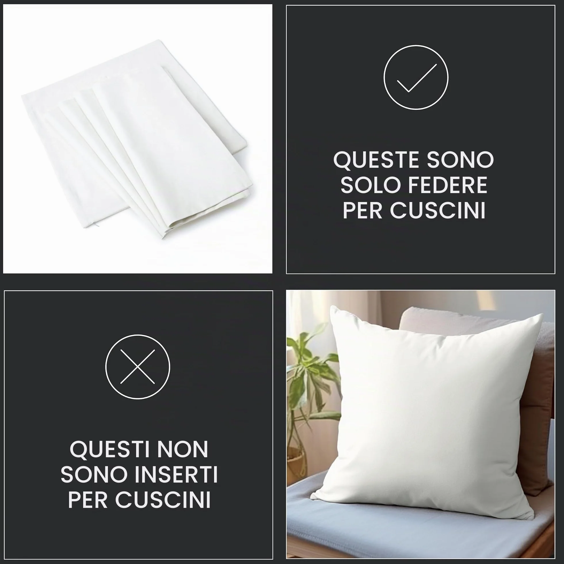 Encasa XO Set di 2 Federe per Cuscini in Cotone 40x40 cm Azul Blu Tinta Unita Lavabili in Lavatrice