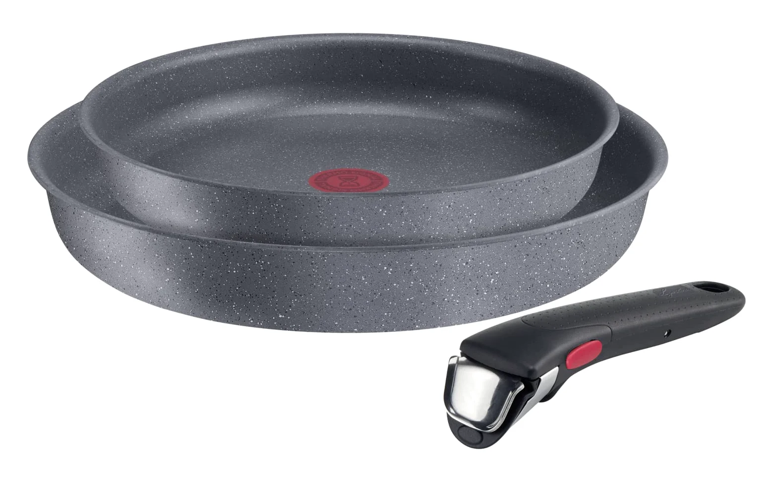 Lagostina Ingenio Mineralis Eco Set Padelle Antiaderenti in Alluminio 100% Riciclato & Ingenio Induction Coperchio in Vetro e Silicone, Nero e Trasparente, 28 cm