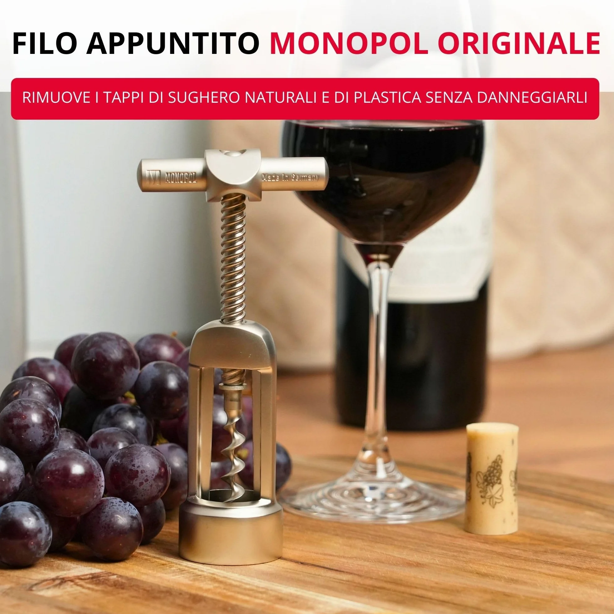 Westmark Cavatappi a campana con spirale, Monopol Edition, acciaio/zinco pressofuso, Barolo, finitura opaca, 62603380