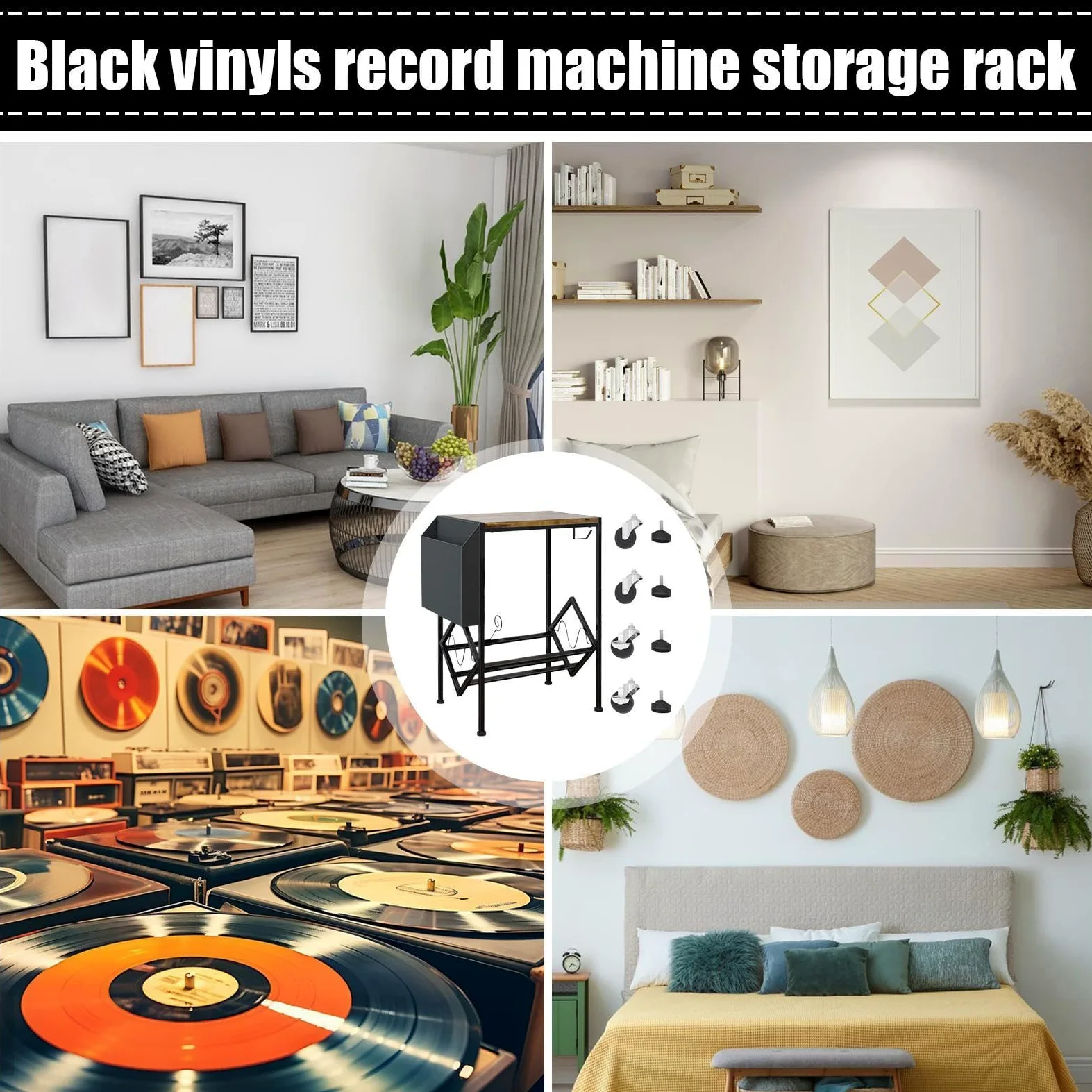 Portadischi Supporto per Vinili da Collezione Scaffale a Doppio Livello per | Portacollezioni Per Dischi Musicali per Appartamento Studio Bagno Soggiorno Ufficio d'Angolo Camera da