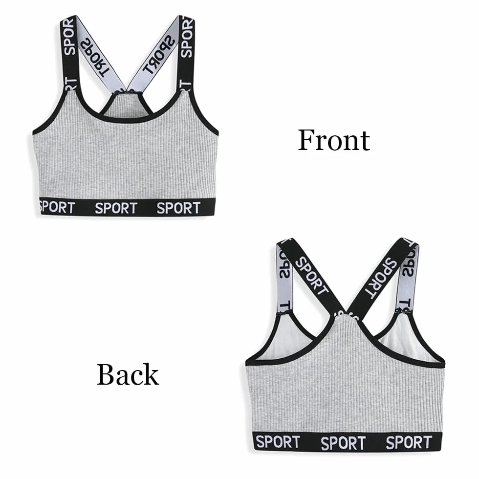 Canottiere Corte Reggiseni Sportivi Cotone Bambina Ragazza Confezione da 4