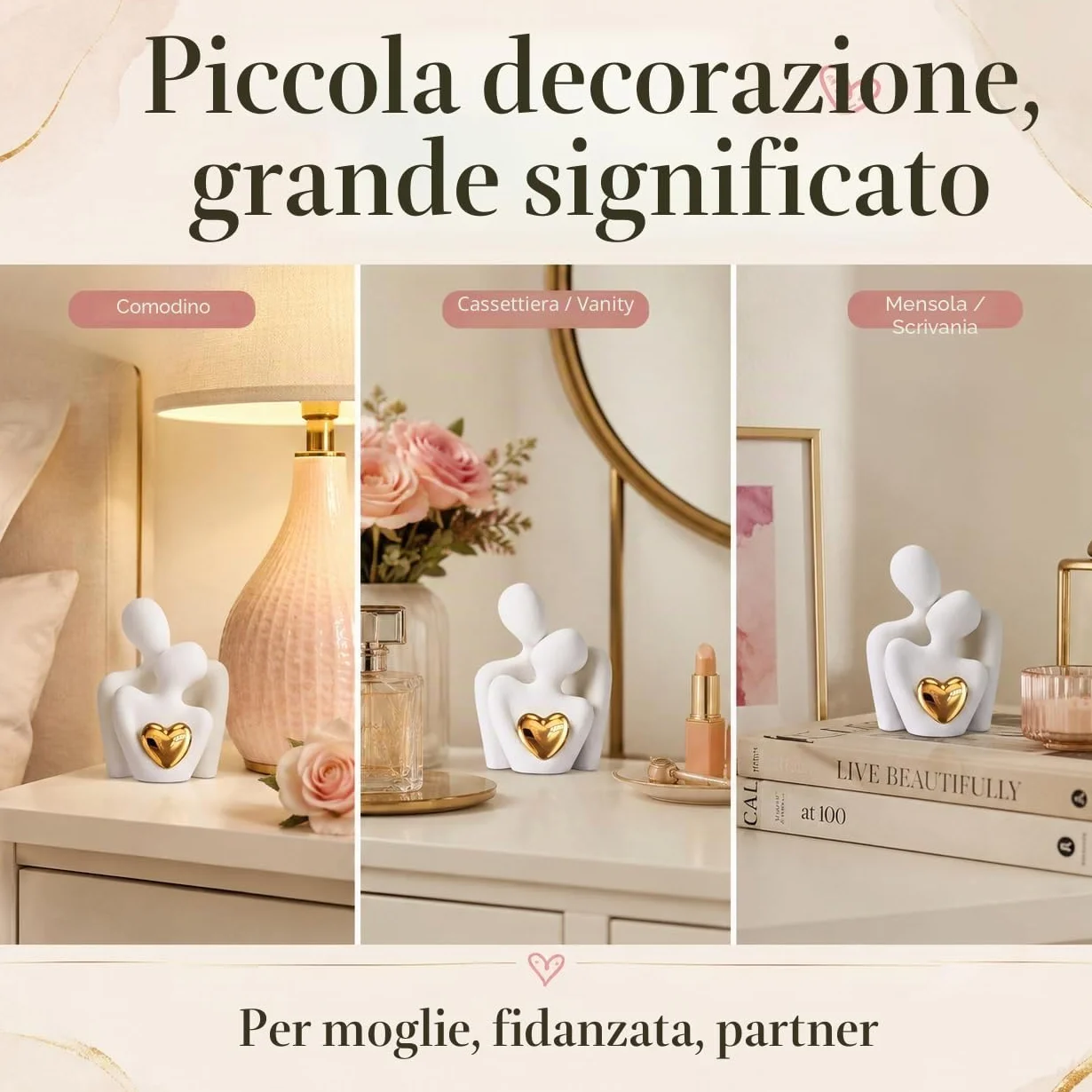 XMGZQ Regali di Coppia, Coppia di Innamorati Statua Decorativa da Interno per Coppie, Soprammobili Moderni per Casa - Scultura d'Amore, Regalo Anniversario Romantico