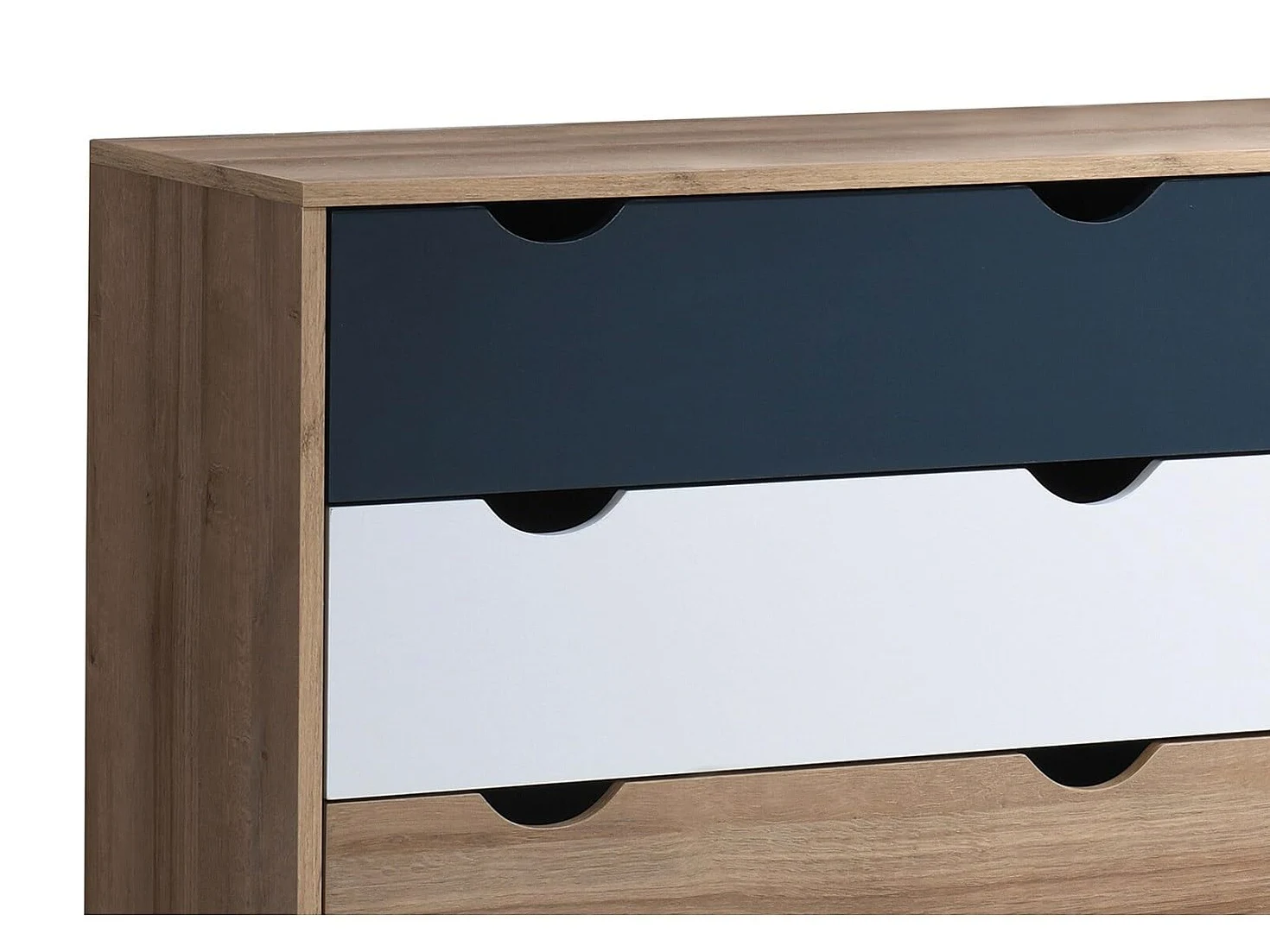 Vente-unique - Comò 6 cassetti le, Bianco e Blu marine - LURVIA