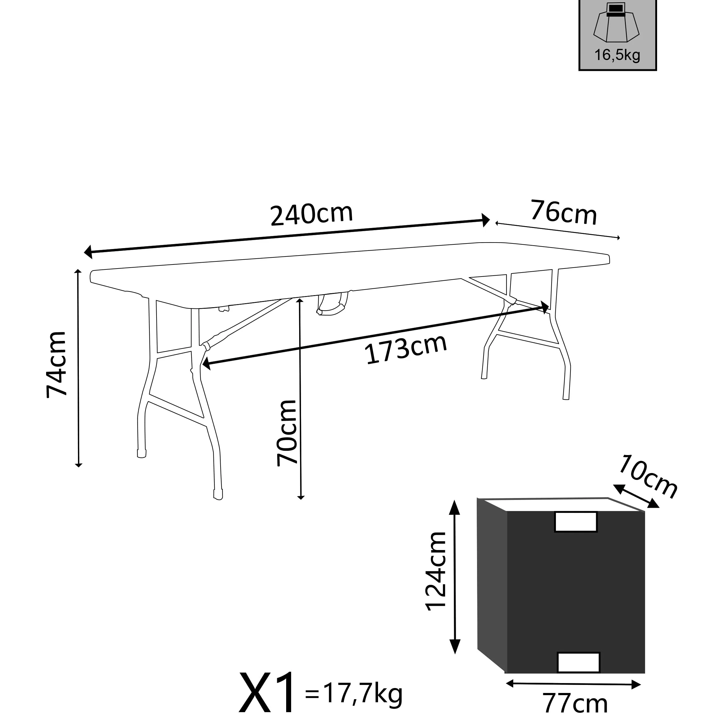 MilaniHome.it - Tavolo Catering Rettangolare in Metallo E ABS Bianco 240x76 con Gambe Pieghevoli in ABS per Ristorante Matrimoniodi coloreBianco