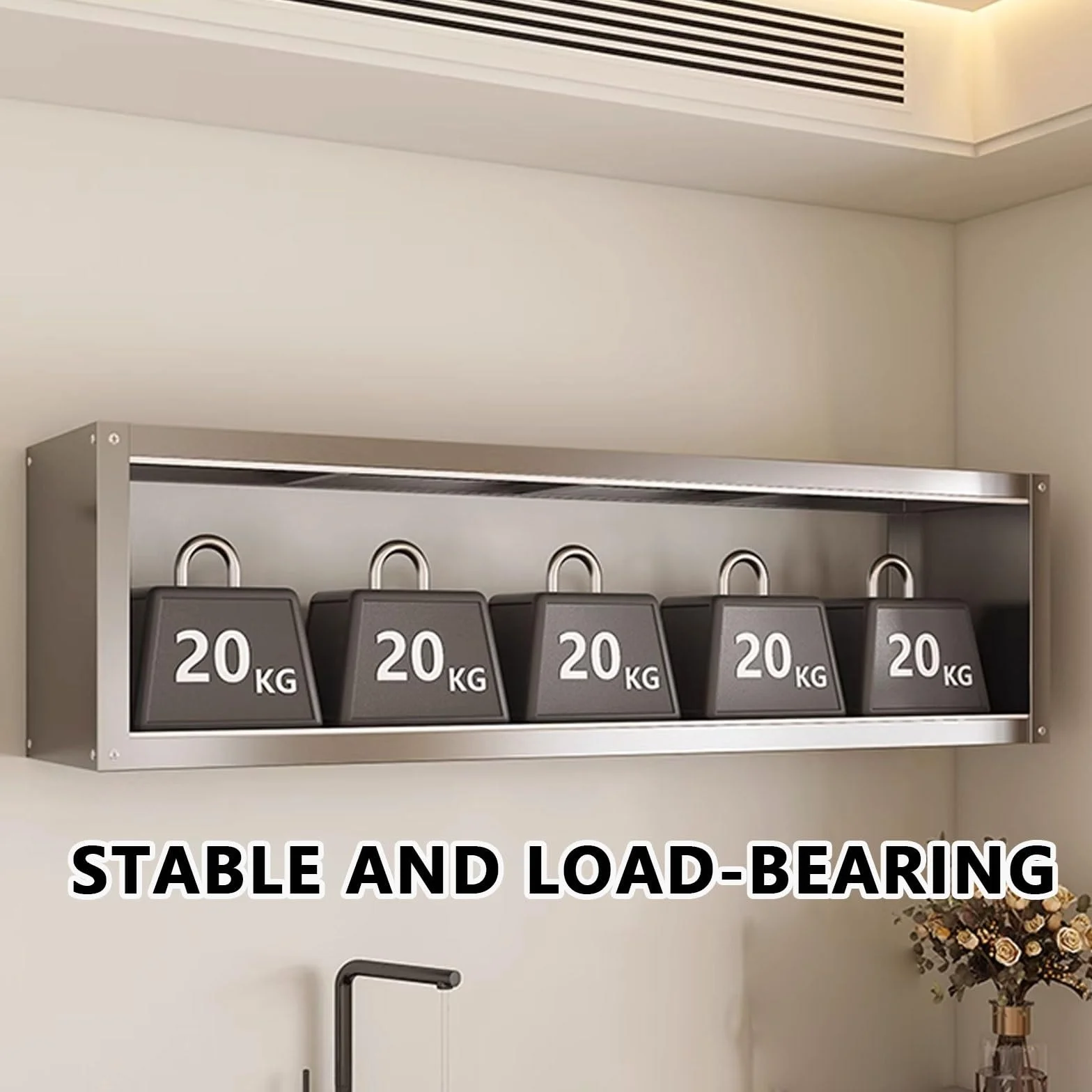 Pensili Cucina Vetrinetta Espositiva Da Parete Capacità Di Carico Di 25 Kg for Singolo Strato Realizzato in Acciaio Inossidabile Dotato Di Ante Scorrevoli Trasparenti Pensile Bagno(70 * 30 * 70cm)