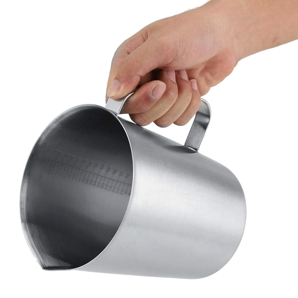 Tazza per schiumare - 2000ml Grande tazza graduata in acciaio inossidabile Tazza per latte Brocca per schiuma per caffè latte Art