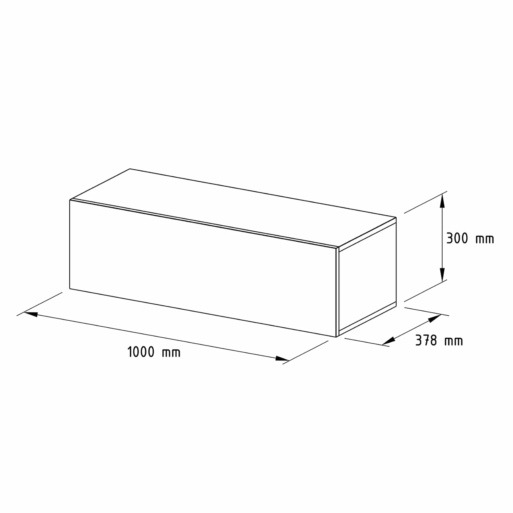 Planetmöbel - Mobiletto contenitore compatto per corridoio/ingresso, 1 x 100 cm, con sportello, installazione a parete o pavimento, 37,8 x 100 x 32,5 cm (P x L x A), rovere oro