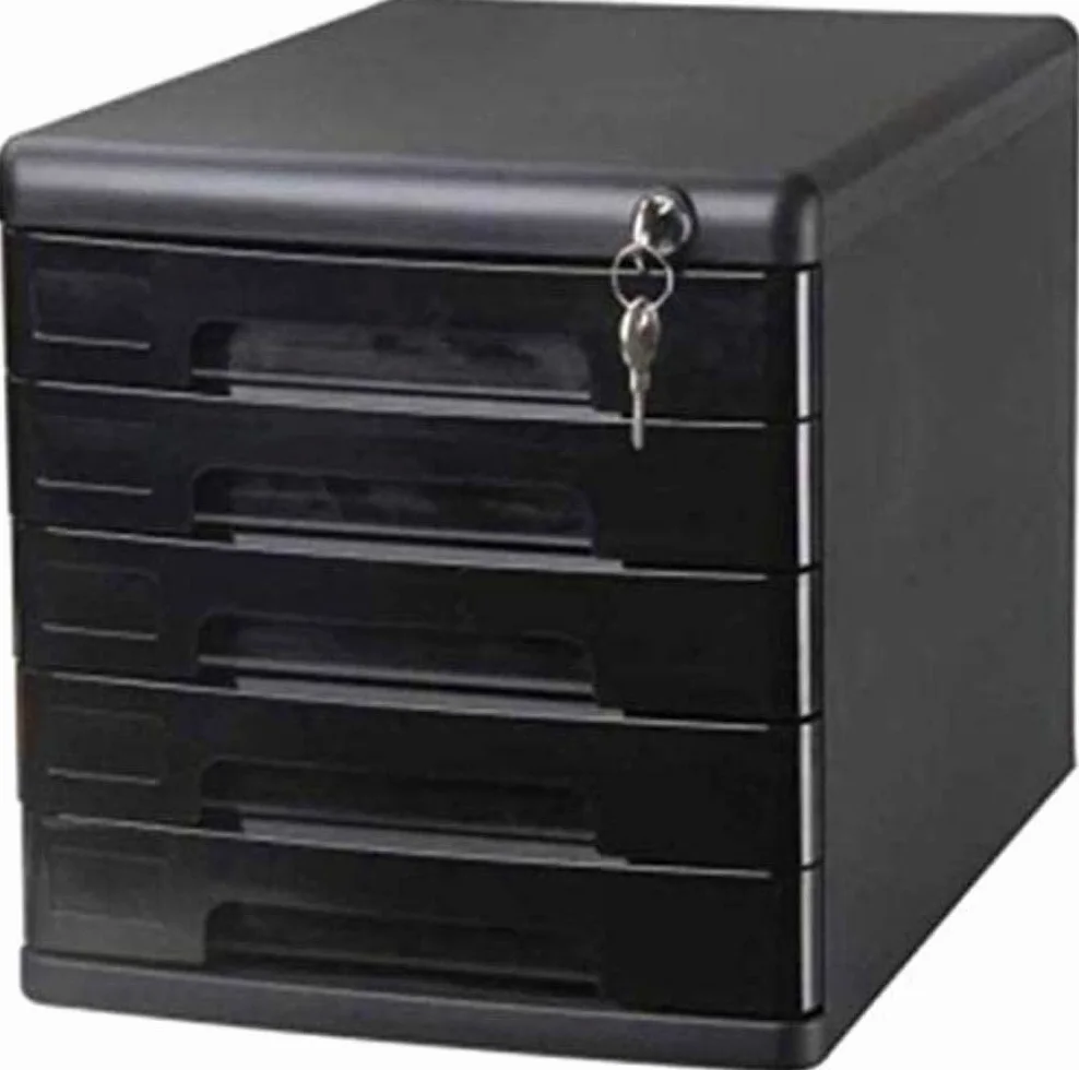 Armadietto portadocumenti con serratura a 5 cassetti per ufficio, 36,1 x 27,1 x 26 cm, organizer per documenti, libreria