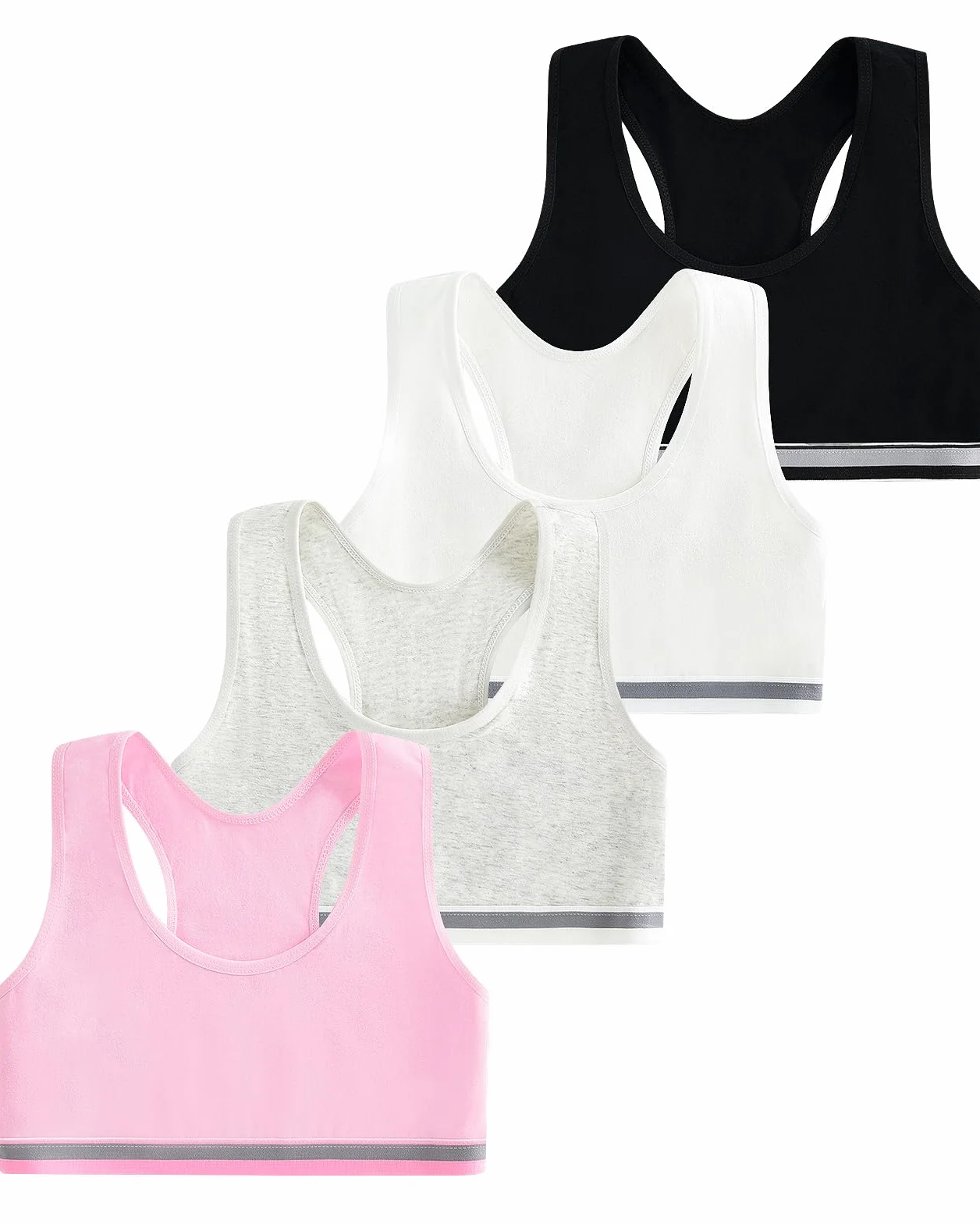 Domee Reggiseni Sportivi Intimo Cotone Bambina Ragazze 6-12 Anni 4 Pack