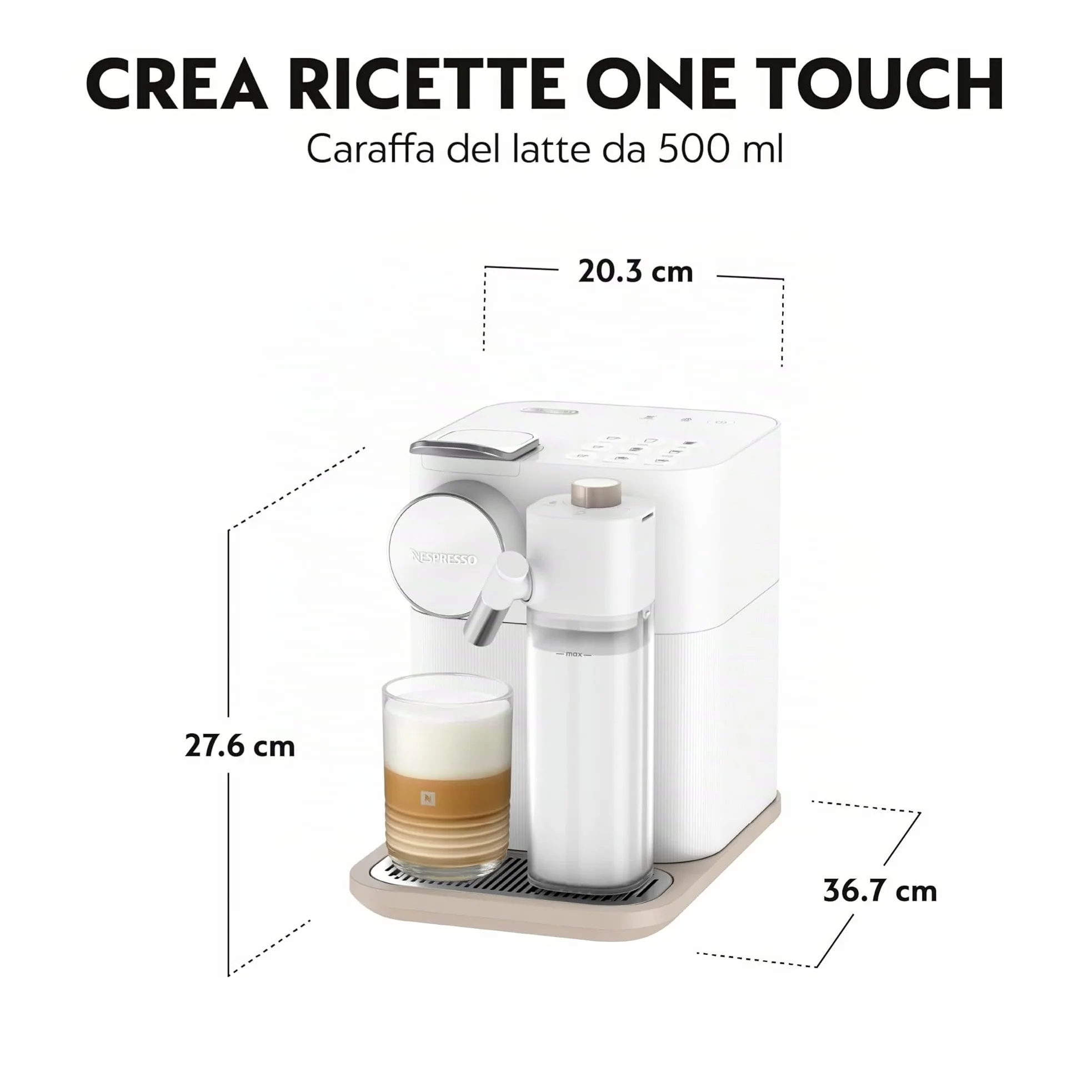 De'Longhi Nespresso Gran Lattissima EN640.B, Macchina per Caffè Automatica, Macchina per Caffè a Capsule, Schiumatura Automatica del Latte, Pressione 19 Bar, Cappuccino, 1400W, Nero