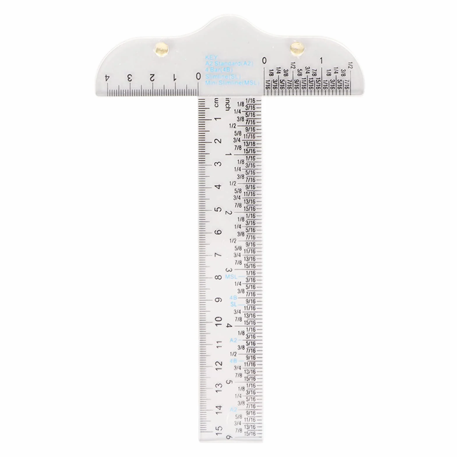 Righello a T in Acrilico Trasparente, Strumento di Misurazione con Scale in Pollici e Metriche, Righello da Disegno Portatile