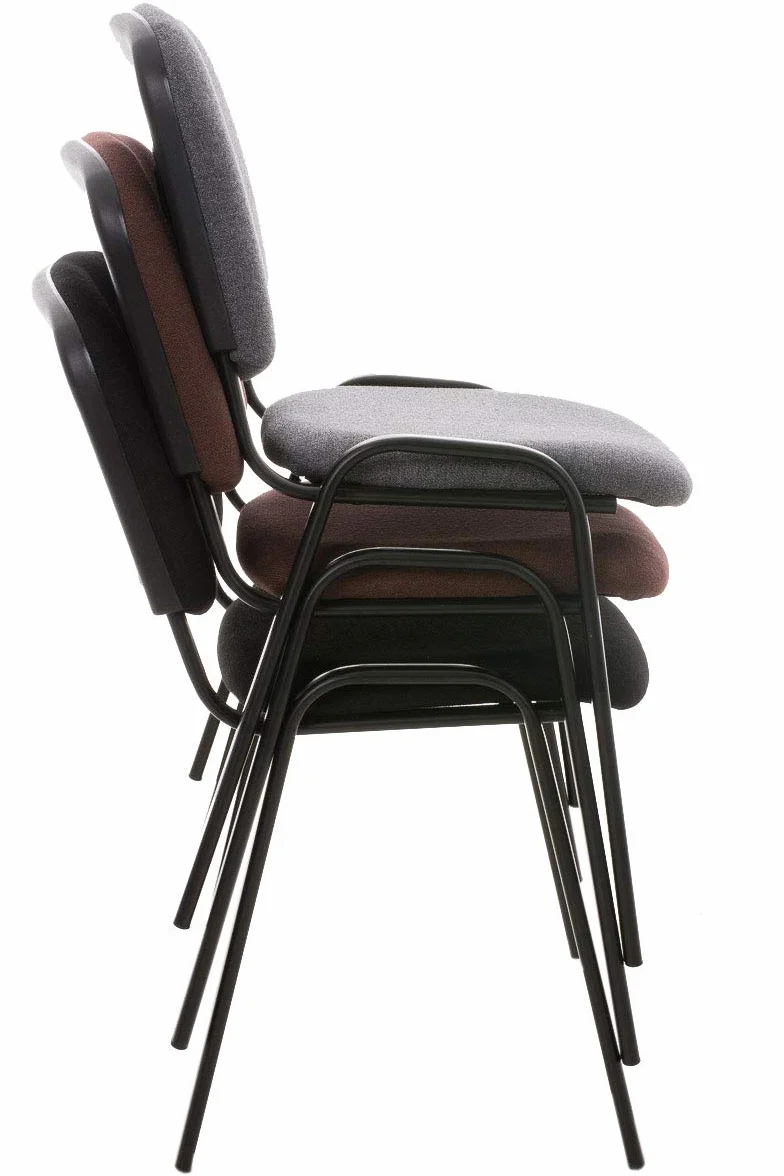 CLP Set 12 Sedie Conferenza Ken In Stoffa I Sedie Riunione Impilabili In Metallo Con Carico Max 120 KG I Sedia Ospite Classica Con Schienale, Colore:grigio