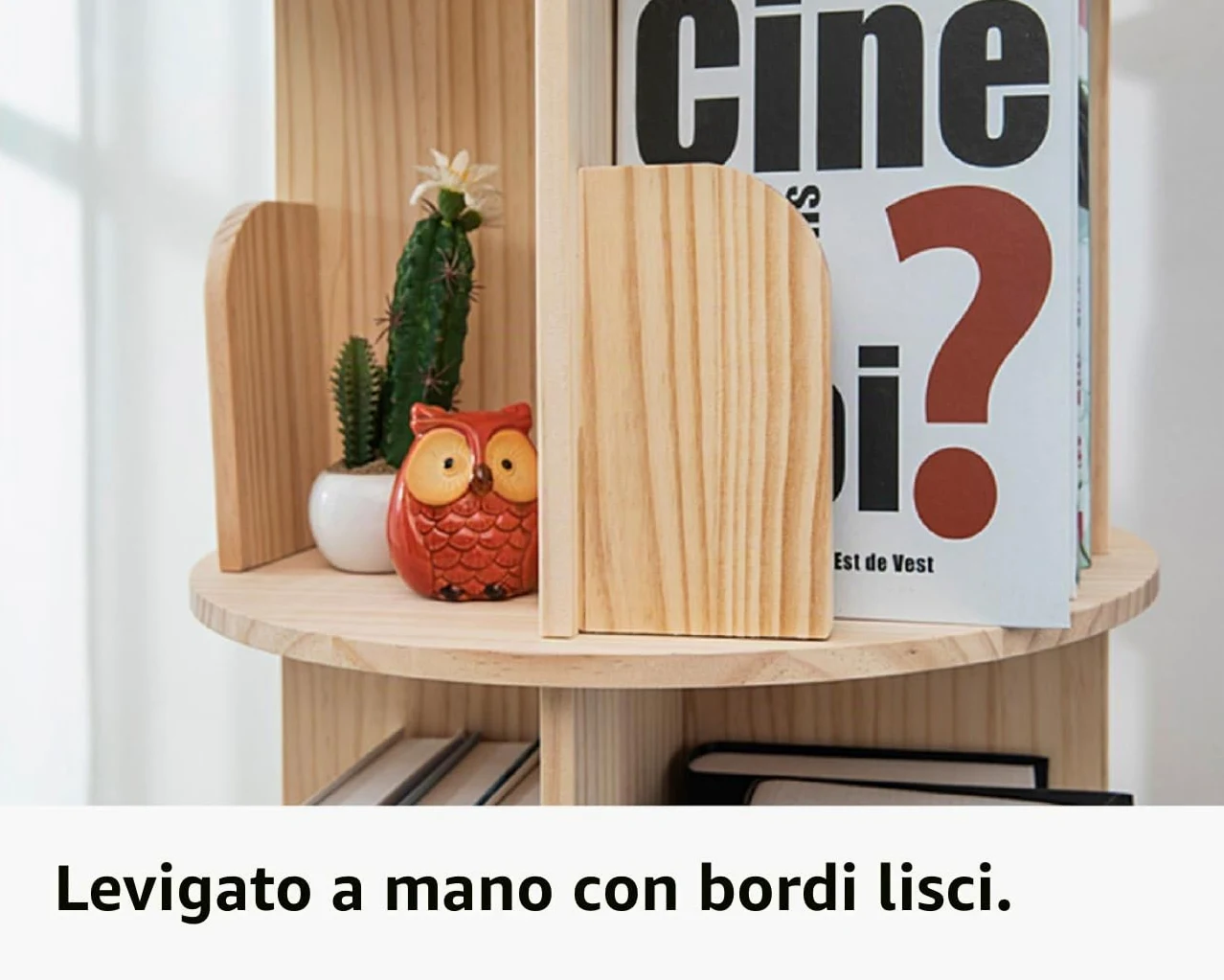 Heehee Libreria rotante a 360 gradi, libreria da pavimento, per bambini e adulti, organizer multifunzionale (3 livelli)