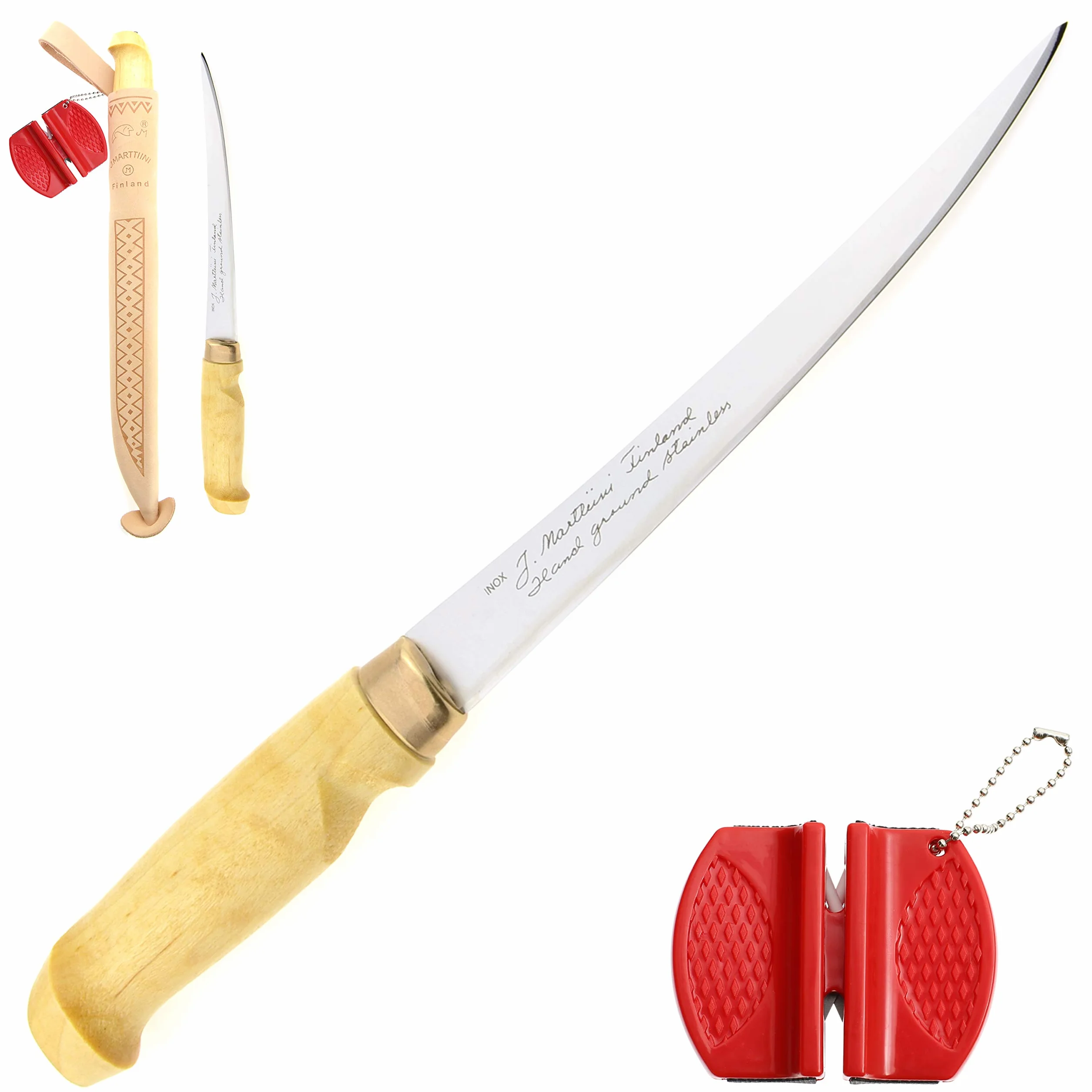 MARTTIINI Classic Coltello per sfilettare lungo 31 cm lama 19 cm con affilacoltelli Lansky Crock e fondina