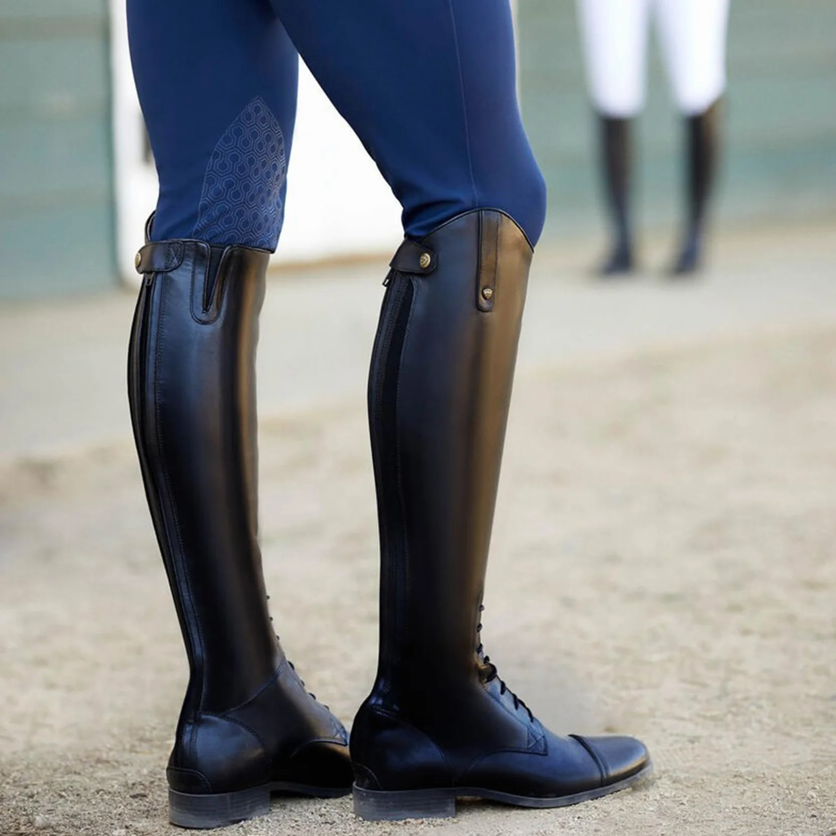 Stivali da Equitazione in Pelle PU con Lacci Donna Uomo Lunghi Principianti