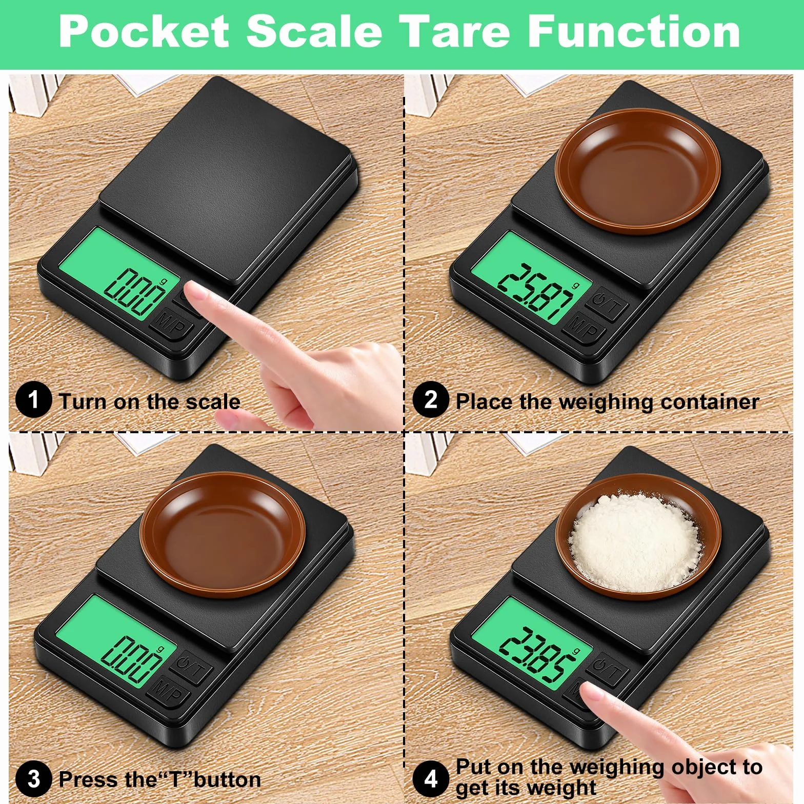 Bilancia da cucina digitale precisa fino a 0,01 g - 1000 g max - Bilancia multifunzione per alimenti con display LCD - Ideale per alimenti, caffè, gioielli, uso medico e di laboratorio