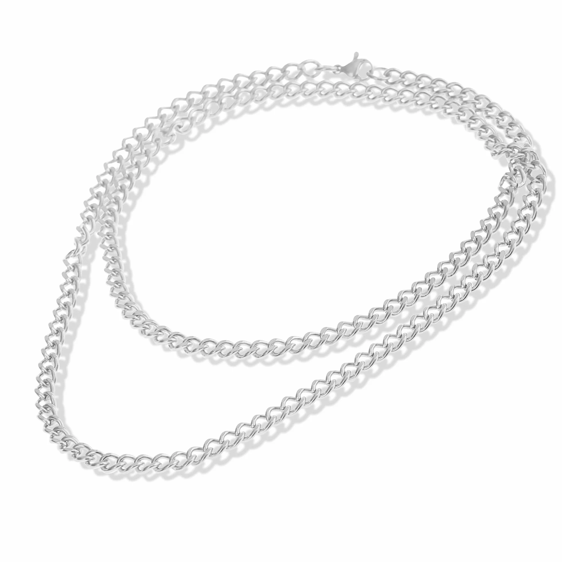 Nami Collana Da Uomo 60 cm In Acciaio Inox Catena Fatta a Mano Gioielli Argento 4mm