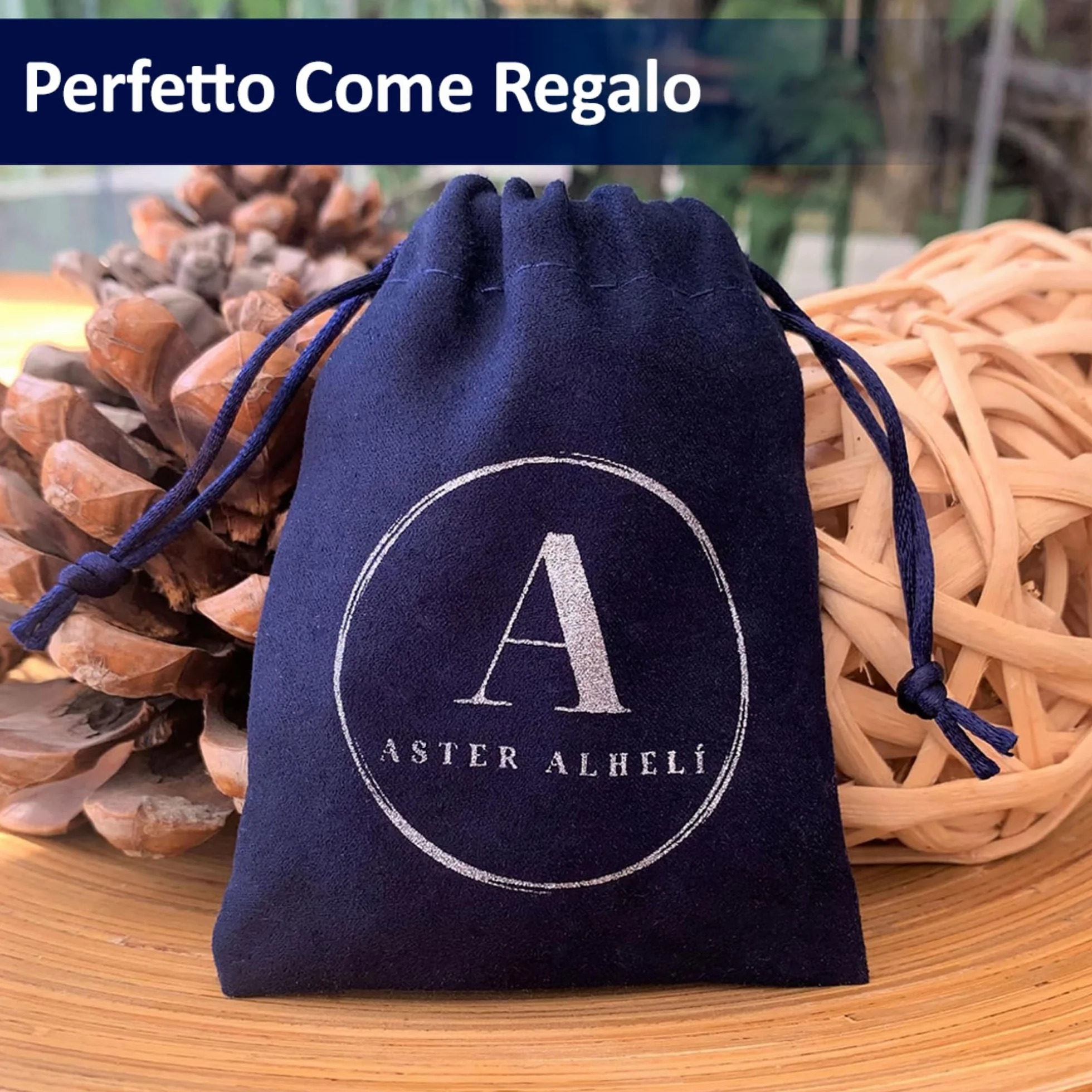 ASTER ALHELÍ Collana Donna Lunga con Ciondolo a Spirale Grande Cordino Nero Antelina Regolabile Gioiello Artigianale Fatto a Mano
