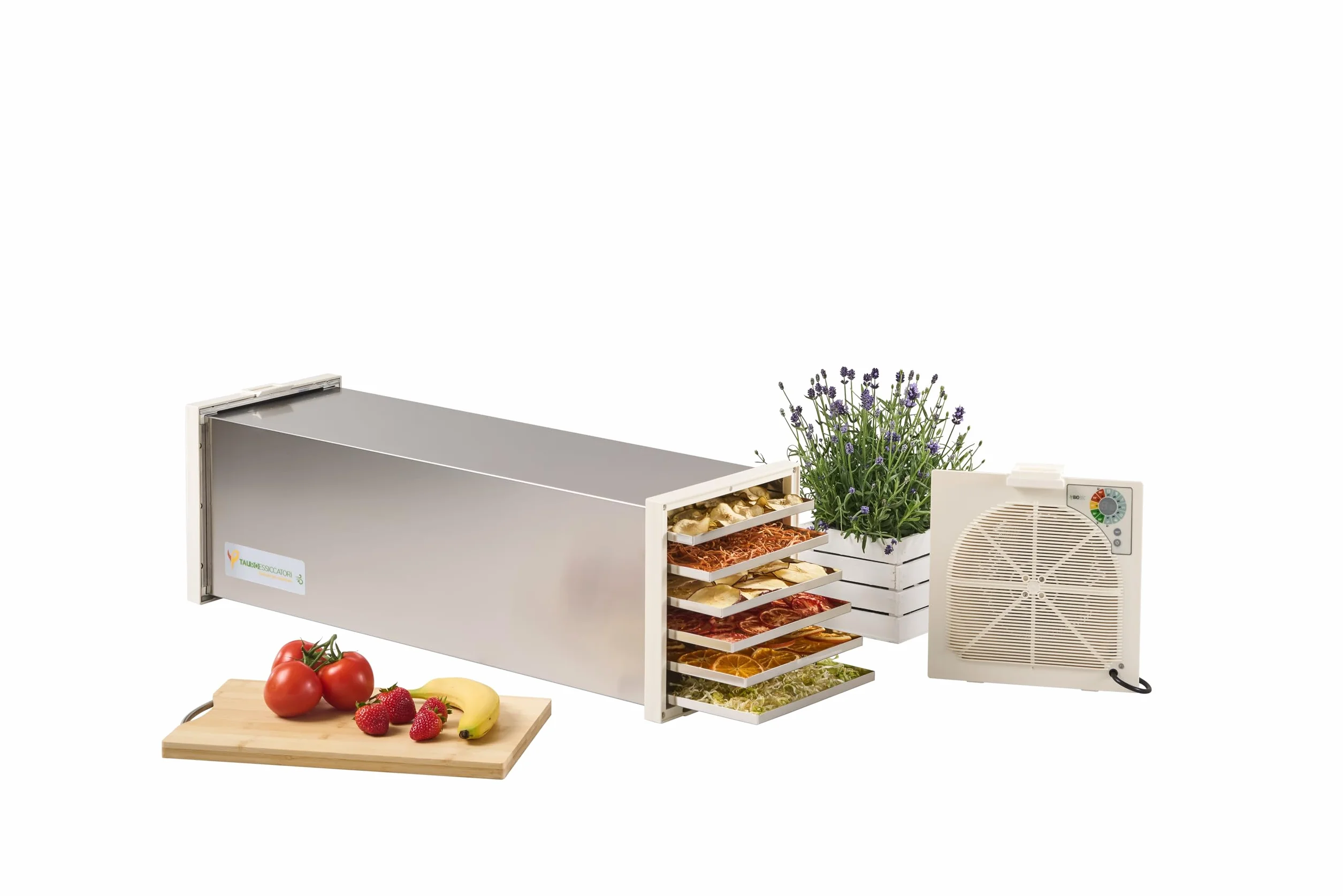 Tauro Essiccatori, Essiccatore Alimentare Biosec Deluxe B12, 100% MADE IN ITALY in acciaio inox con 12 cestelli, potenza 550W essicca fino a 7Kg