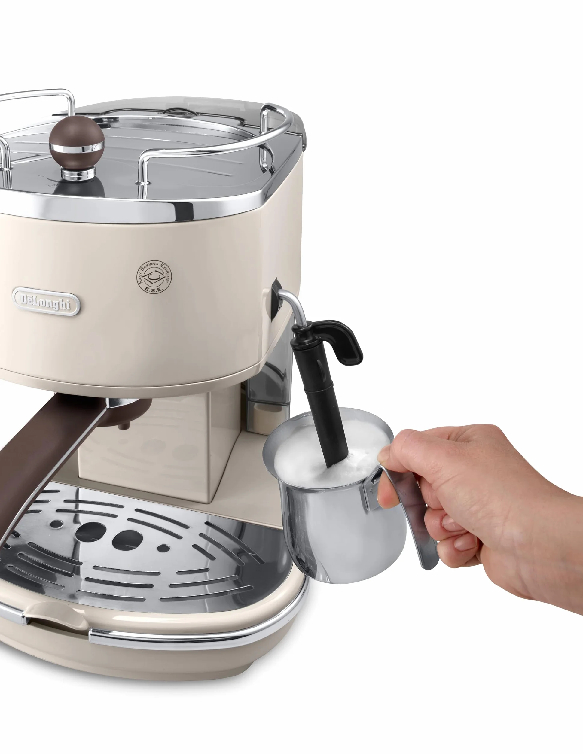 De'Longhi Icona Vintage ECOV 311.BG Macchina da Caffè Espresso Manuale e Cappuccino, Caffè in Polvere o in Cialde E.S.E., 1100 W, Beige