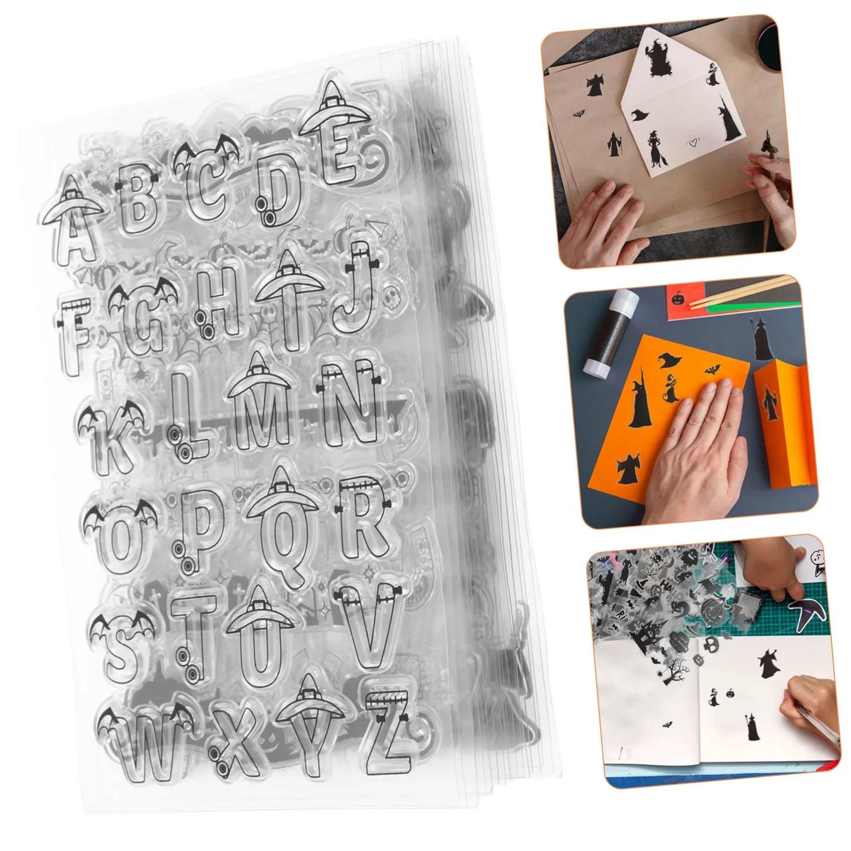 SHINEOFI 50pezzi Timbri Trasparenti Halloween Silicone Per Timbri Decorativi Per Scrapbooking e