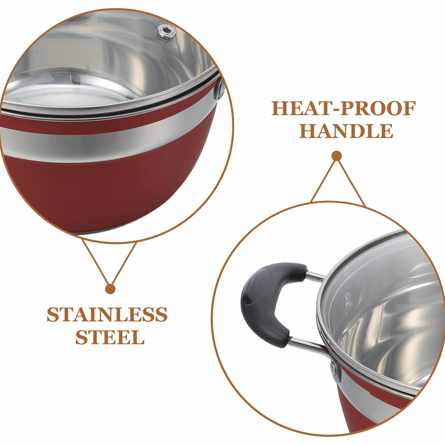 Set di Pentole in Acciaio Inox 12 Pezzi Rosso per Cucina | Compatibile con Piani Cottura, Rivestimento Antiaderente, Manici Ergonomici Anti-scottatura