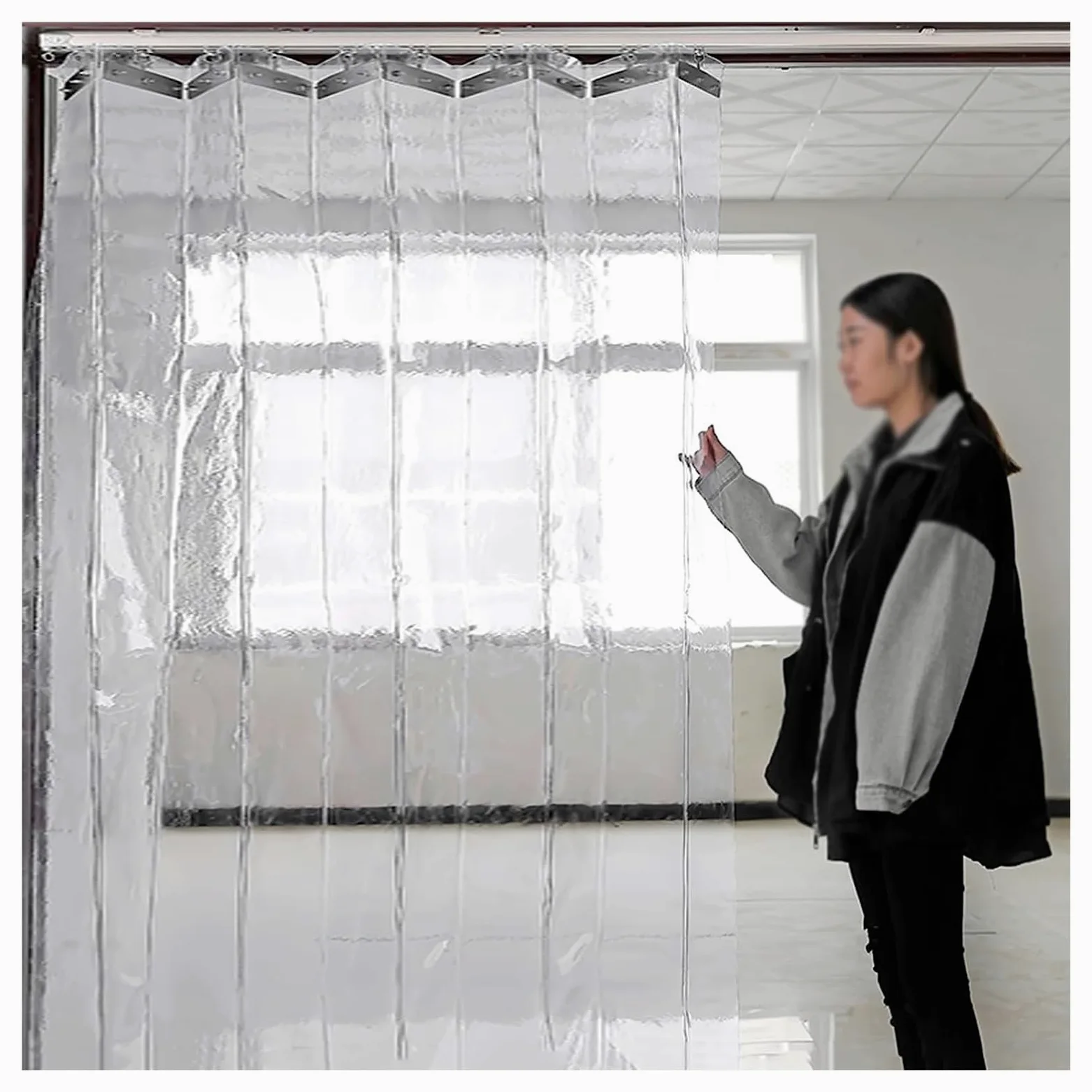Personalizzato Tenda per Porta Scorrevole Pieghevole in PVC Tenda a Strisce Industriale Tenda a Lamelle per Tende Verticali in PVC per Fabbrica, Box Auto (Size : 150x200cm)