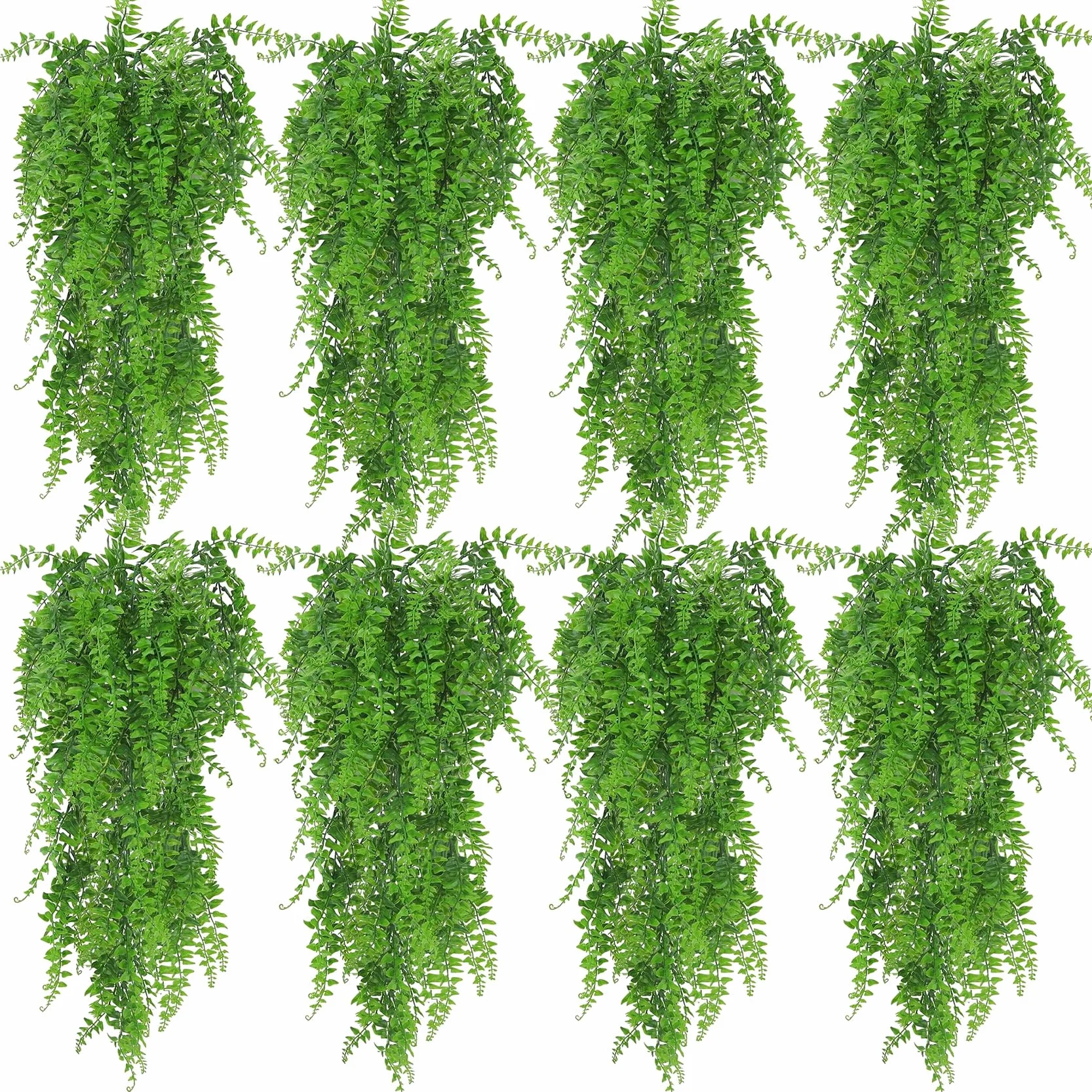 Huryfox Piante rampicanti artificiali Vite di felce - 8P Decorazione pianta finta cadente con foglie d'edera per interni ed esterni, finta vegetazione verde per soggiorno, cucina, balconi, giardini