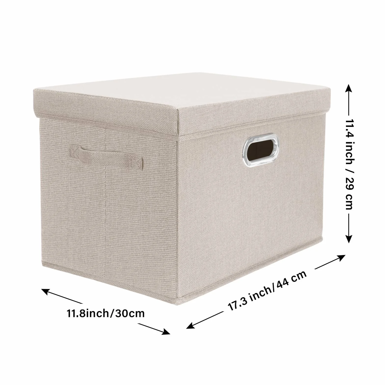 TYEERS Grandi Scatole Portaoggetti in Tessuto Pieghevole 44x30x29 cm Set di 3 Beige