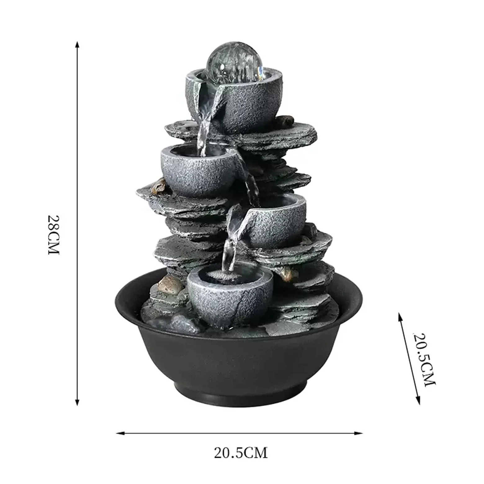 Fontane da tavolo per interni a 4 stadi Ciotola Cascata Fontana da tavolo Fontana per meditazione Zen Fontana per relax interna Fontana da tavolo con pompa automatica per ufficio Casa camera da letto