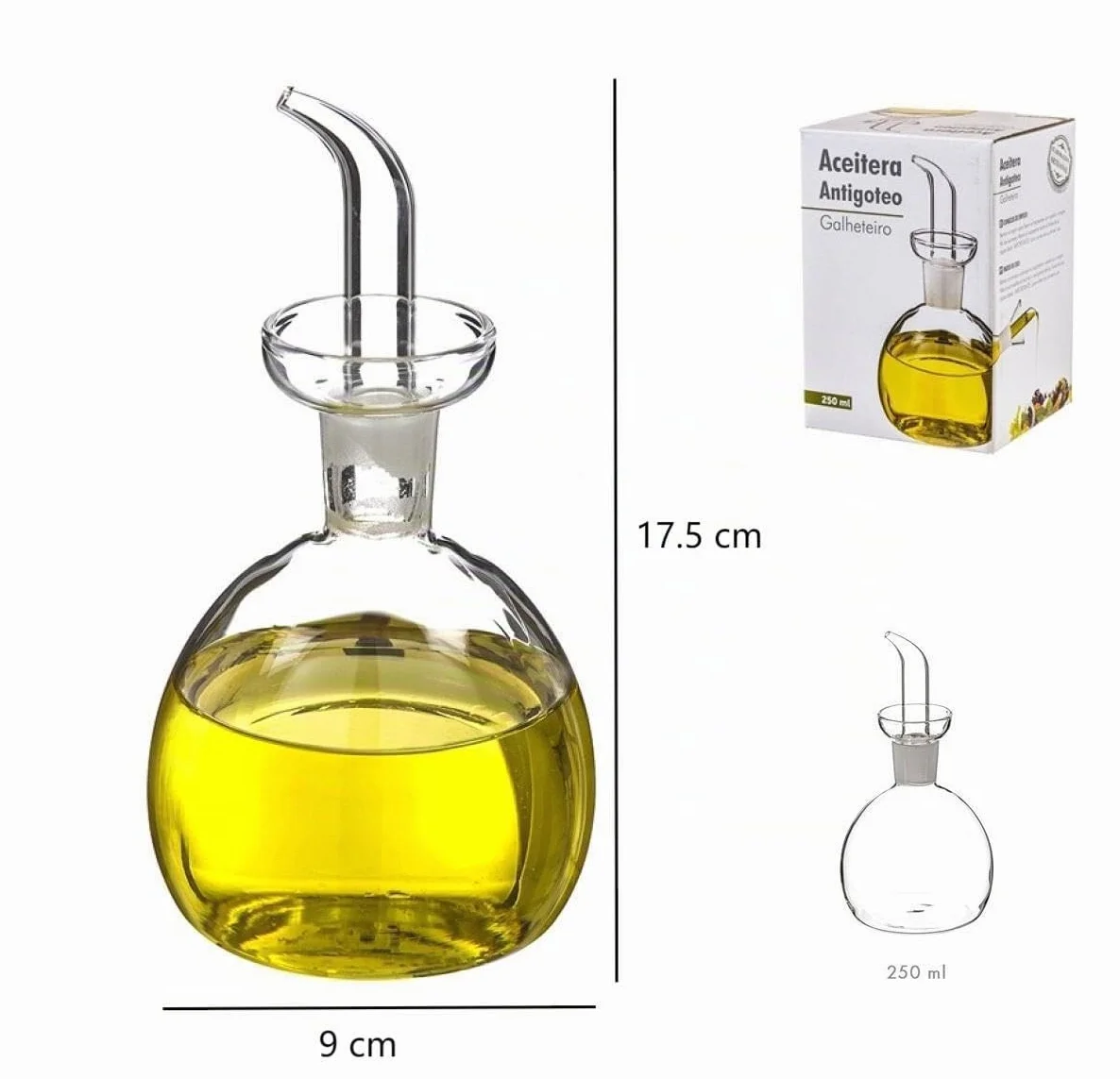 DAMDAM GO Oliera in Vetro Antigoccia 250 ml