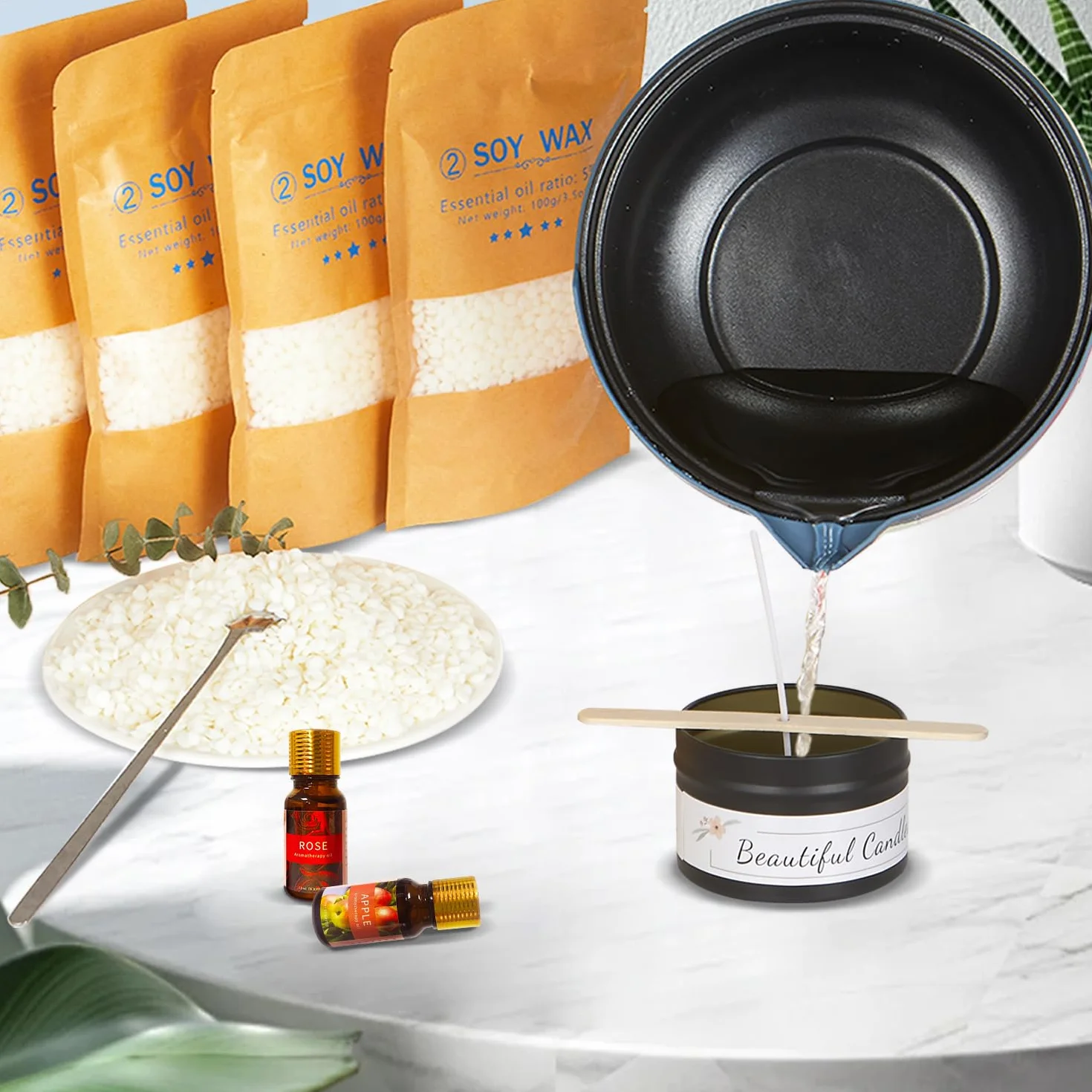 LINGQIAN Kit di produzione di candele, cera di soia per candele fai da te